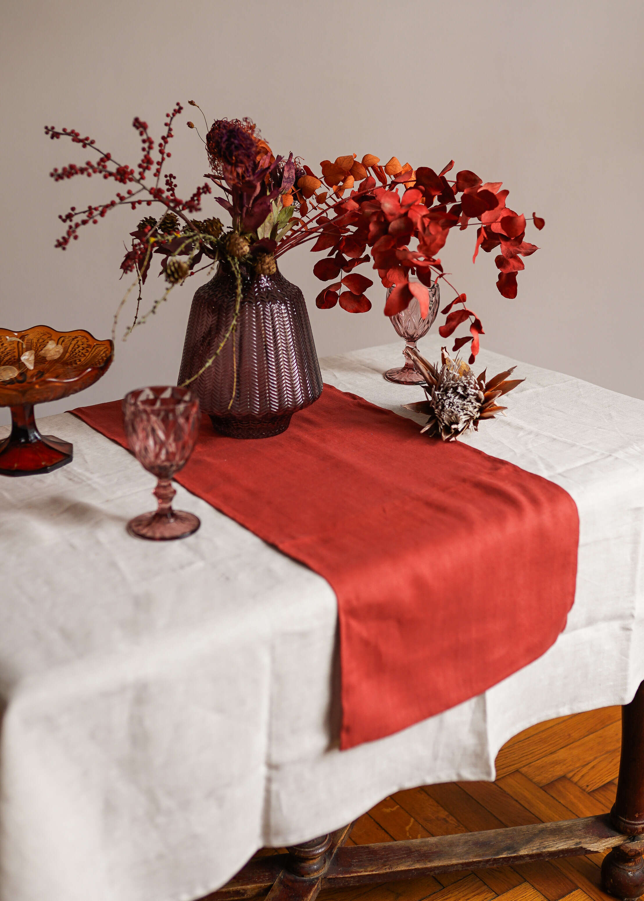 Burnt Orange Classic Linen Table Runner