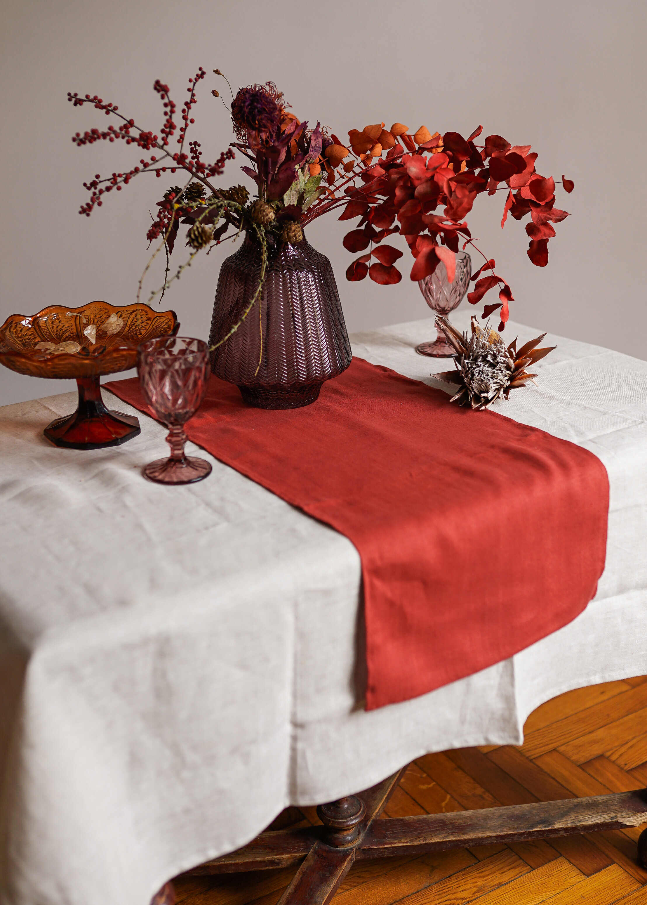 Burnt Orange Classic Linen Table Runner