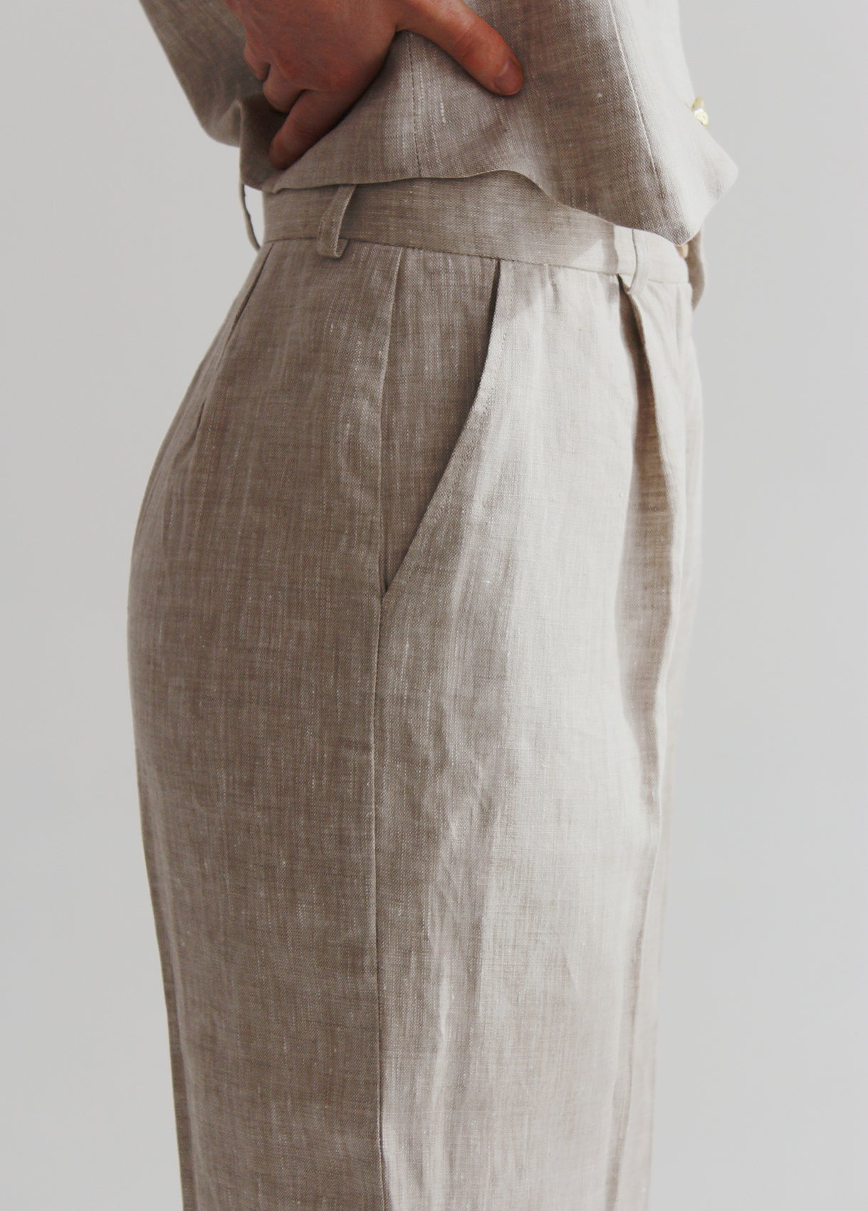 Set of beige linen pants and waistcoat