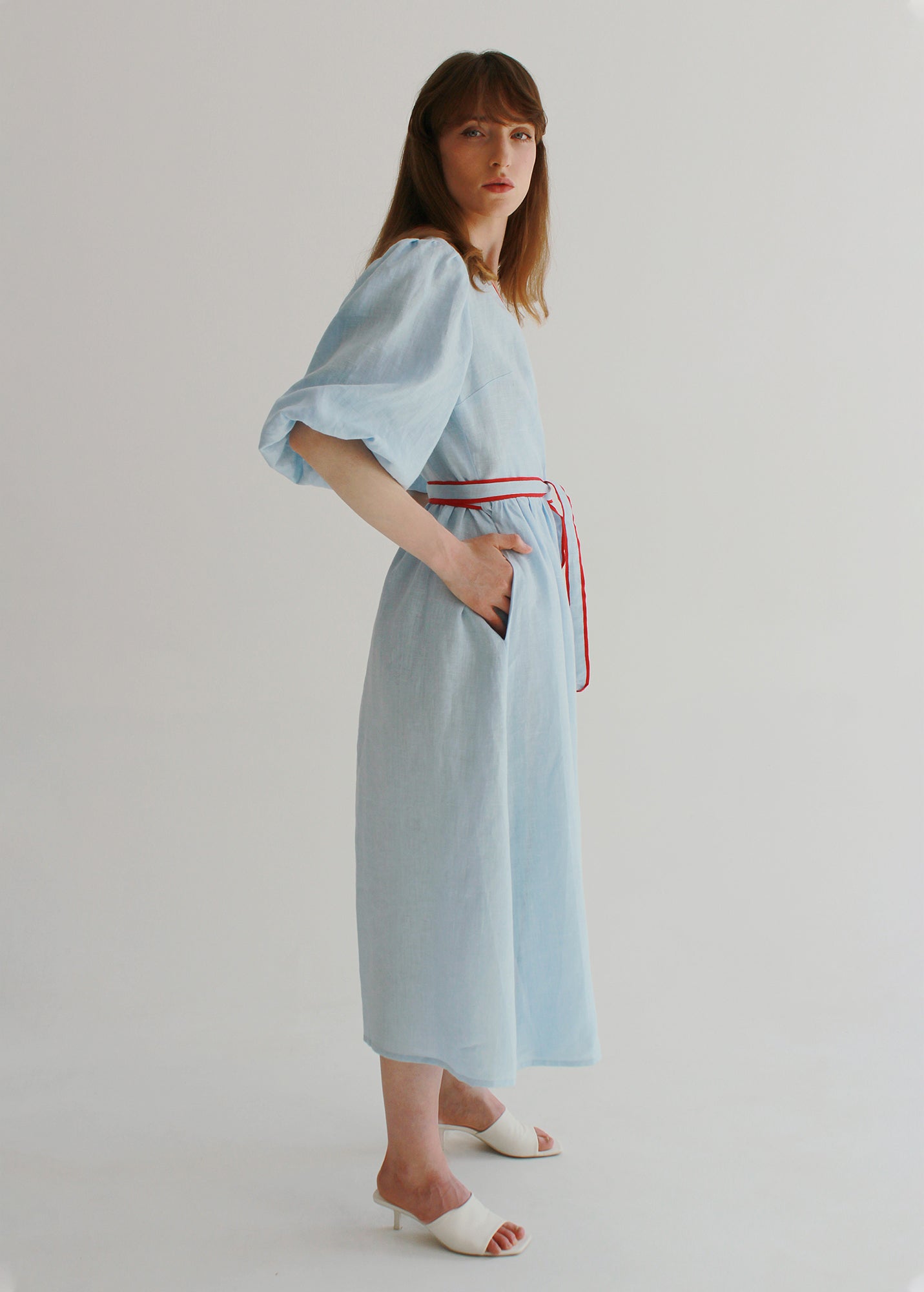 Robe en Lin Bleu Ciel "Diana"