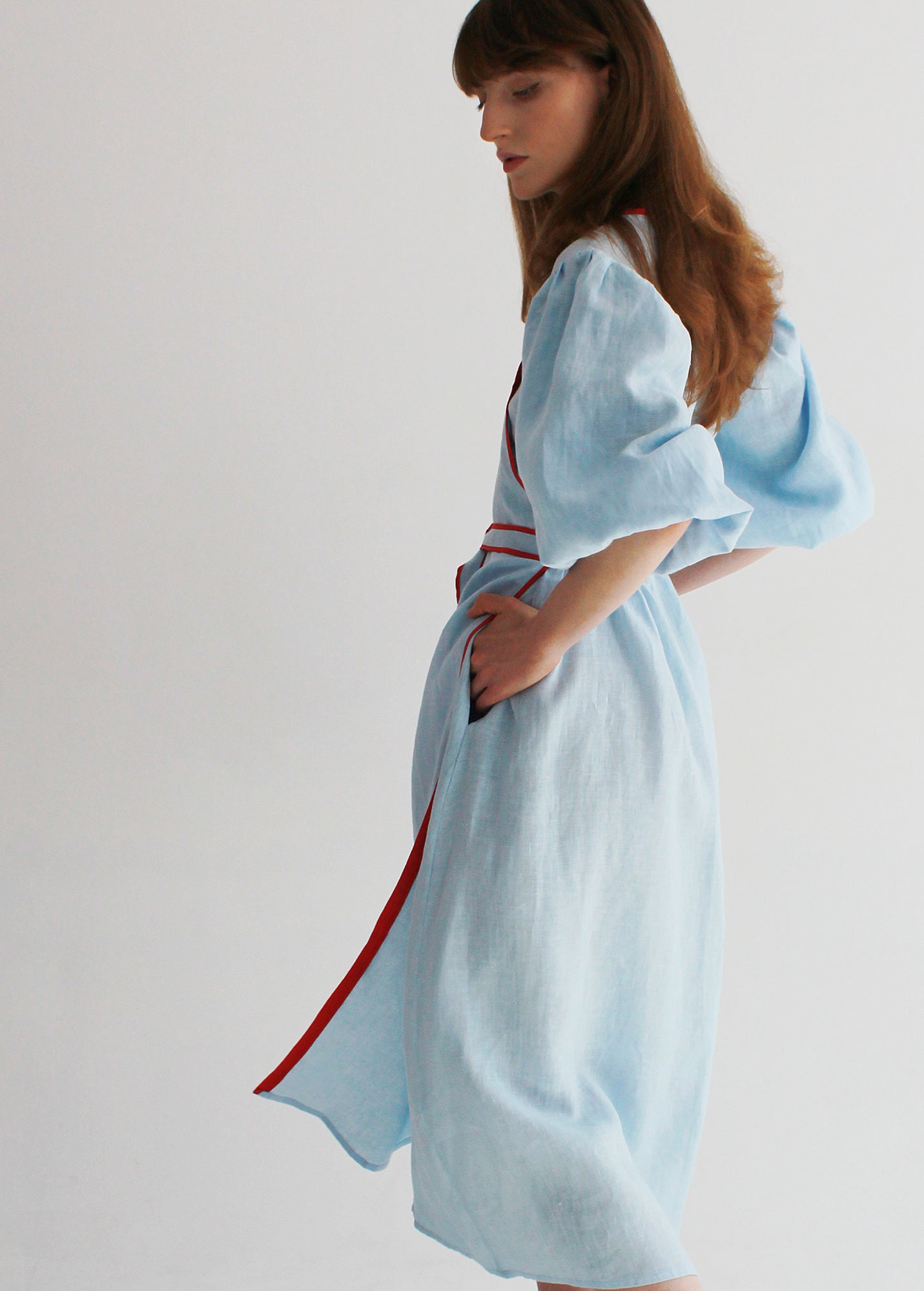 Robe en Lin Bleu Ciel "Diana"