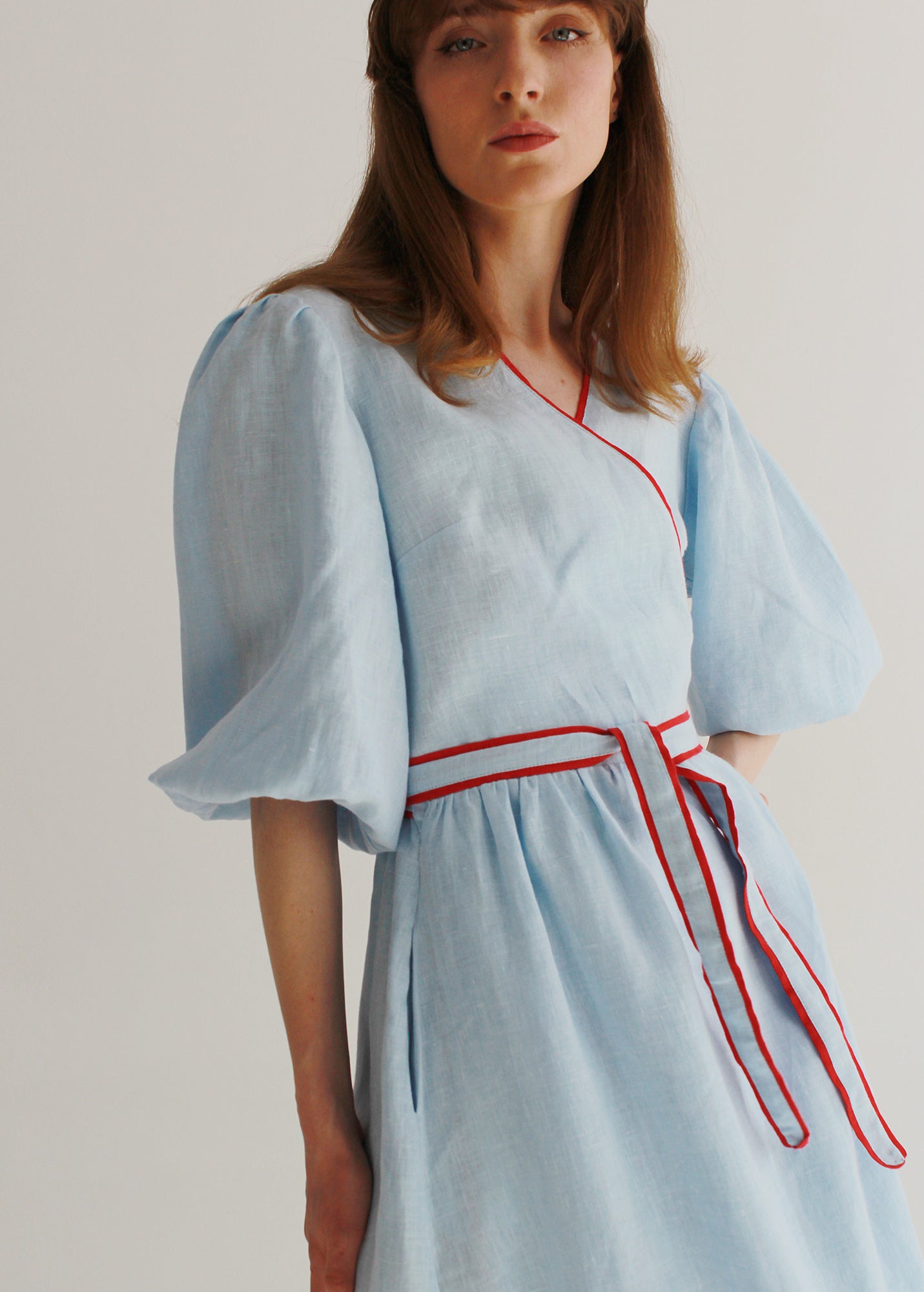 Robe en Lin Bleu Ciel "Diana"