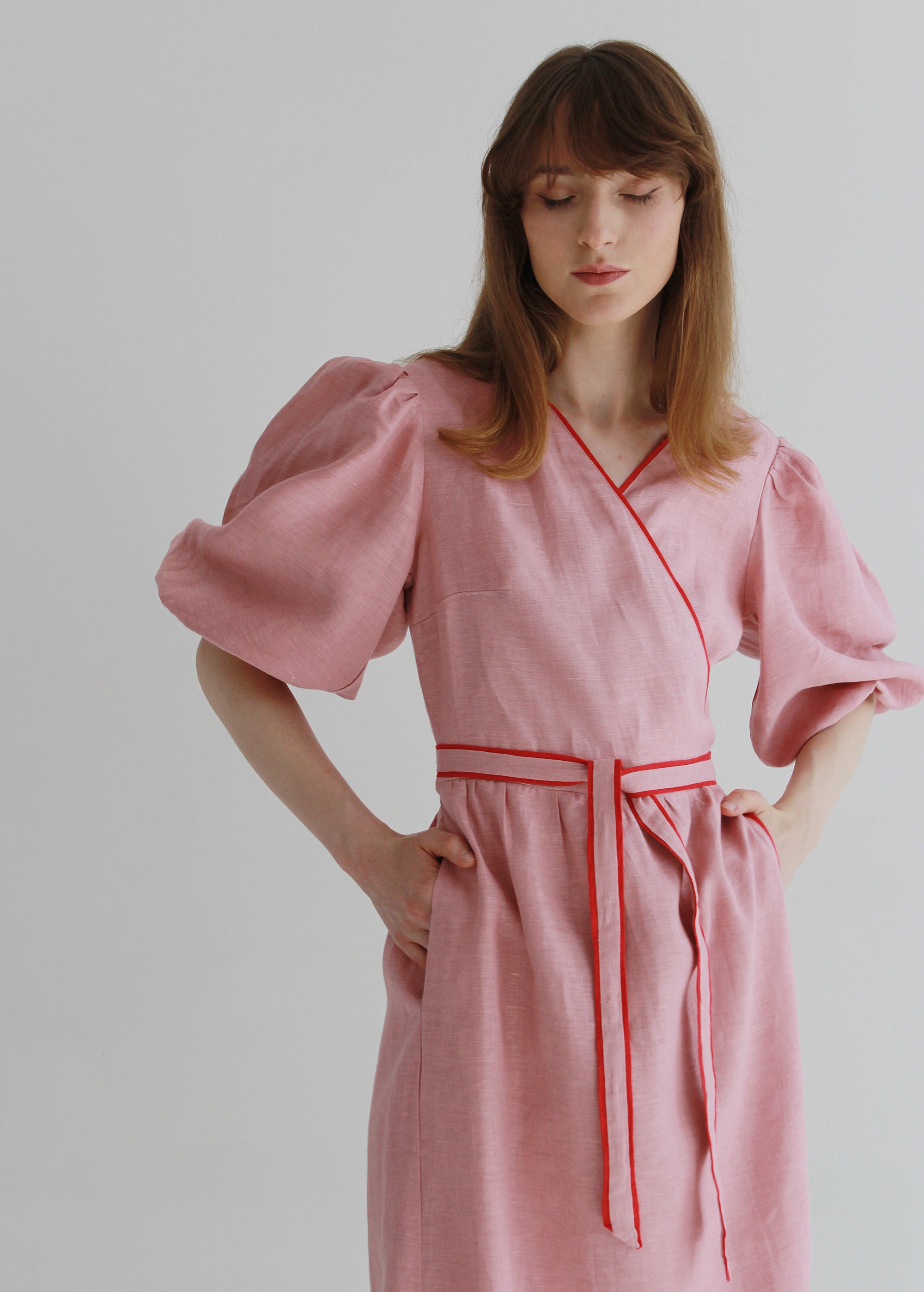 "Diana" Pink Linen Dress