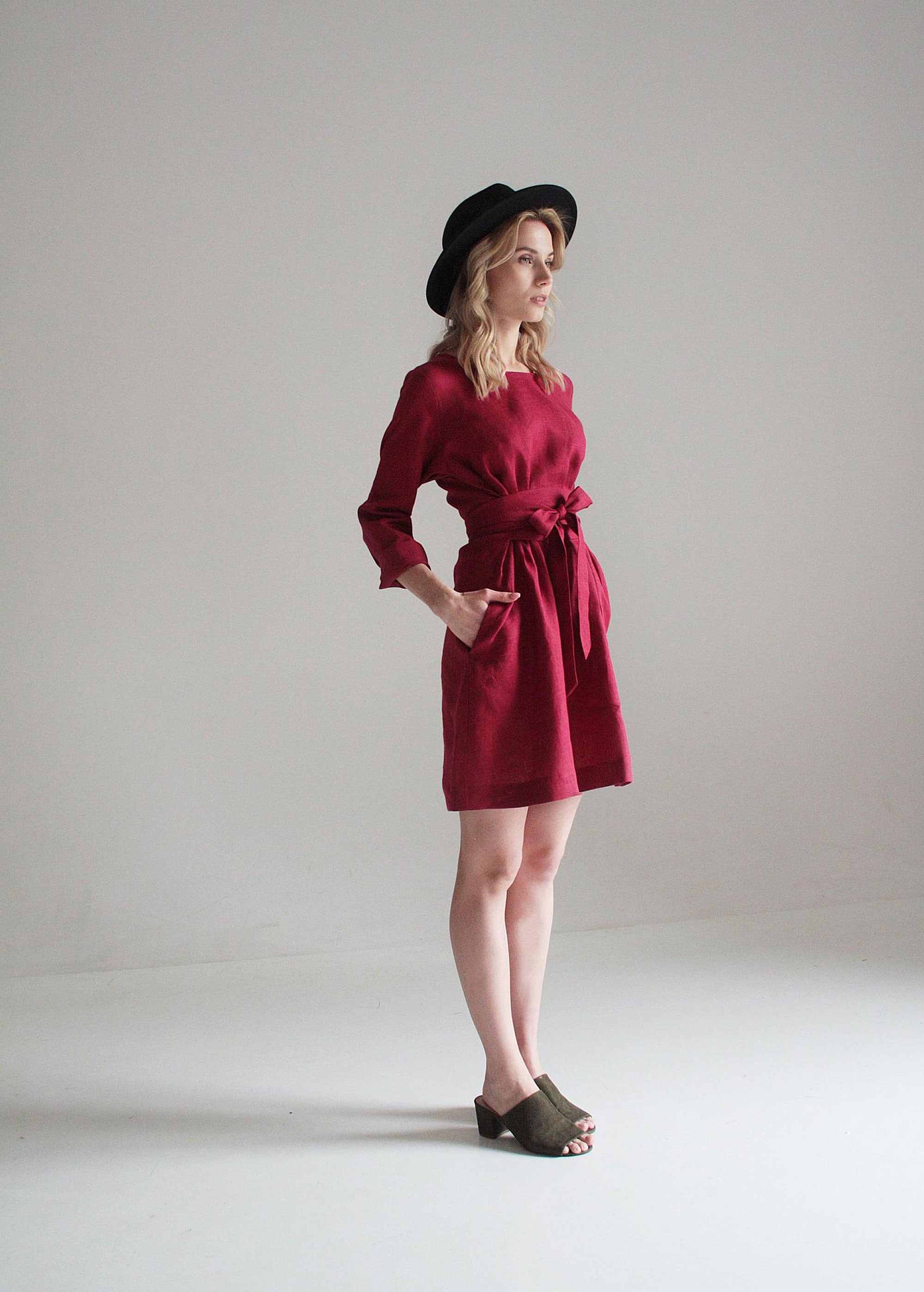 "Audrey" Burgundy Mini Dress