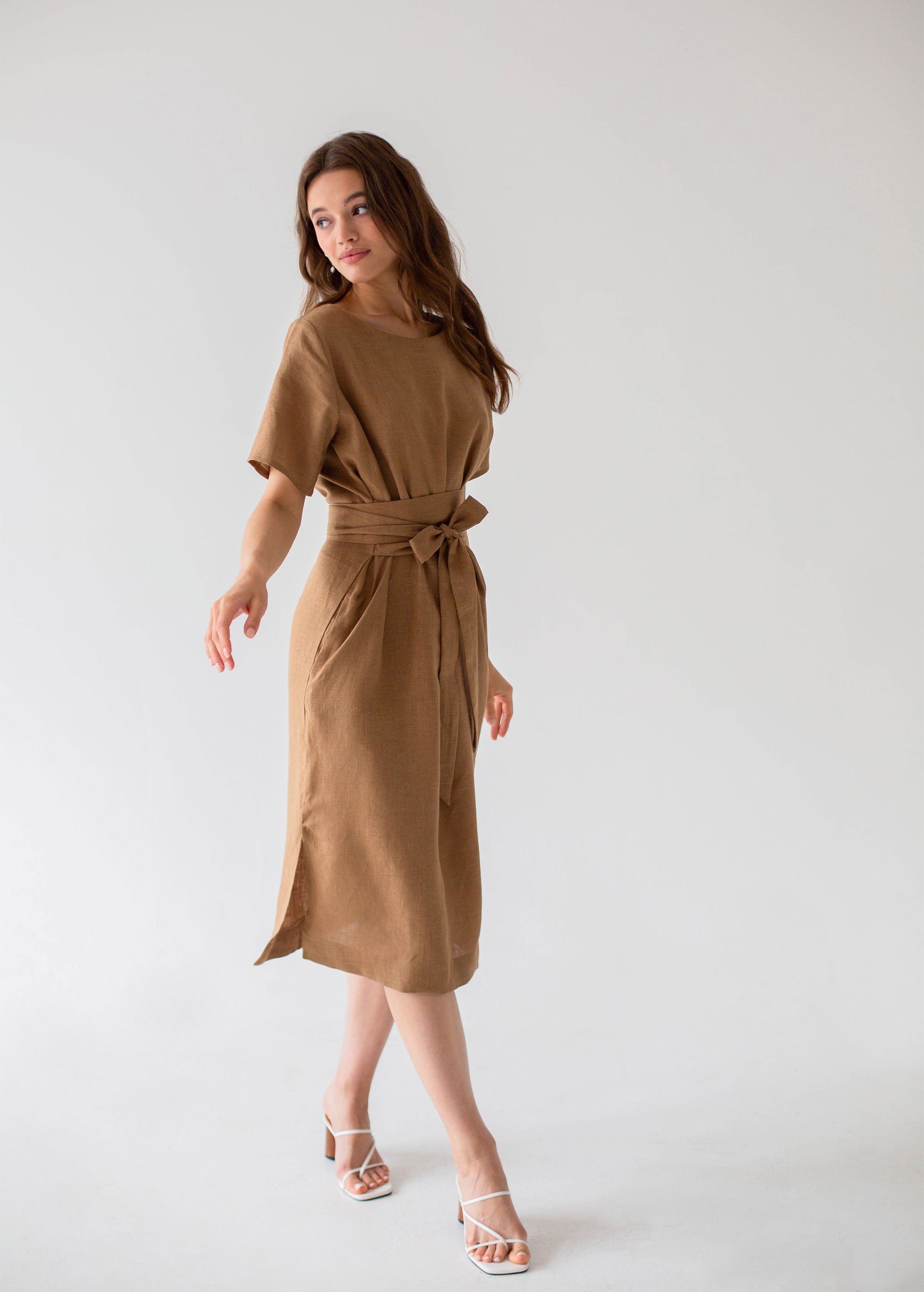 "Adelia" Sand Midi Dress