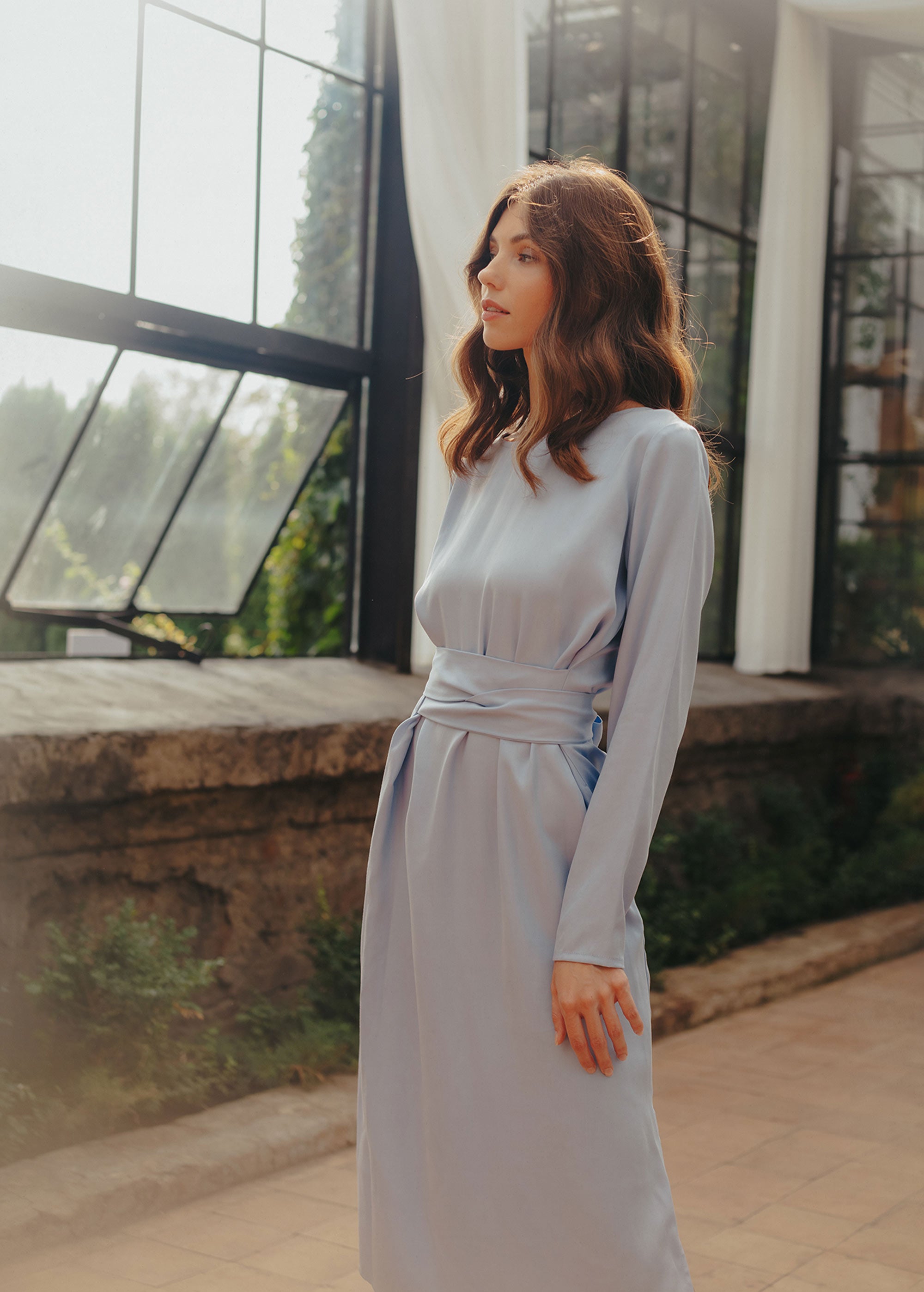 Robe Midi Bleu Ciel "Audrey"