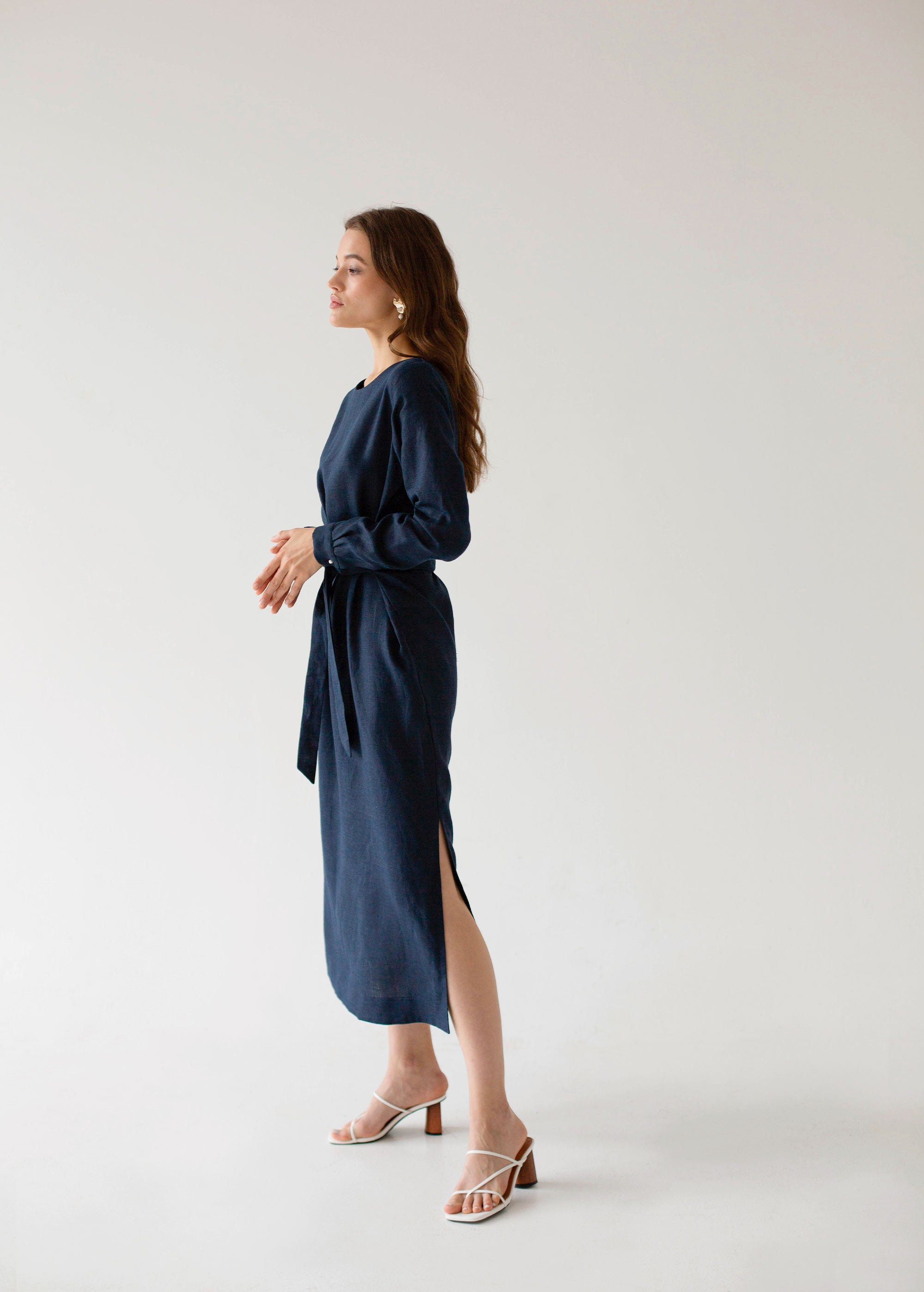 "Audrey" Navy blue Midi Dress