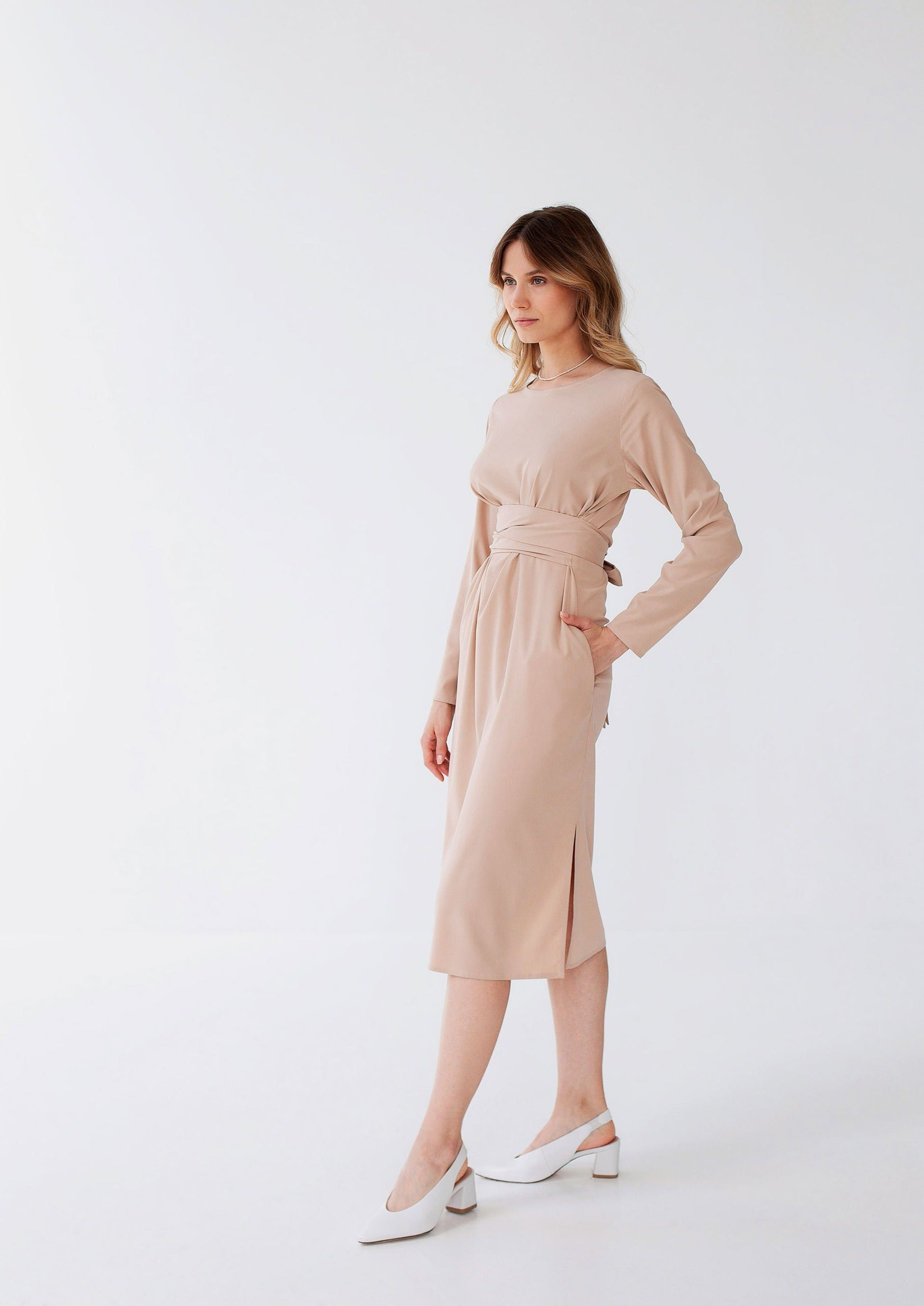 Robe Midi Beige "Audrey"