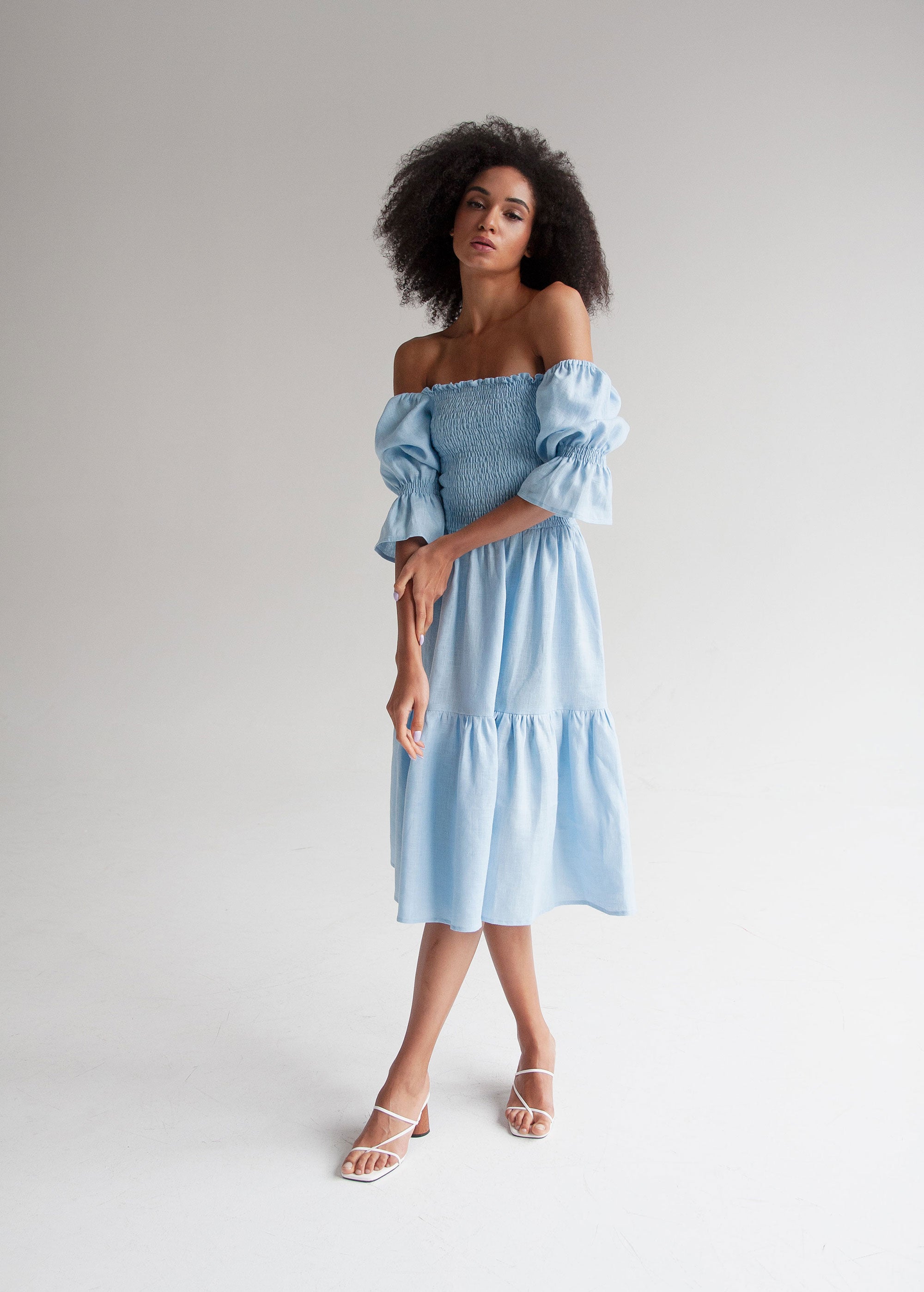 Robe Midi Bleu Ciel "Camila"