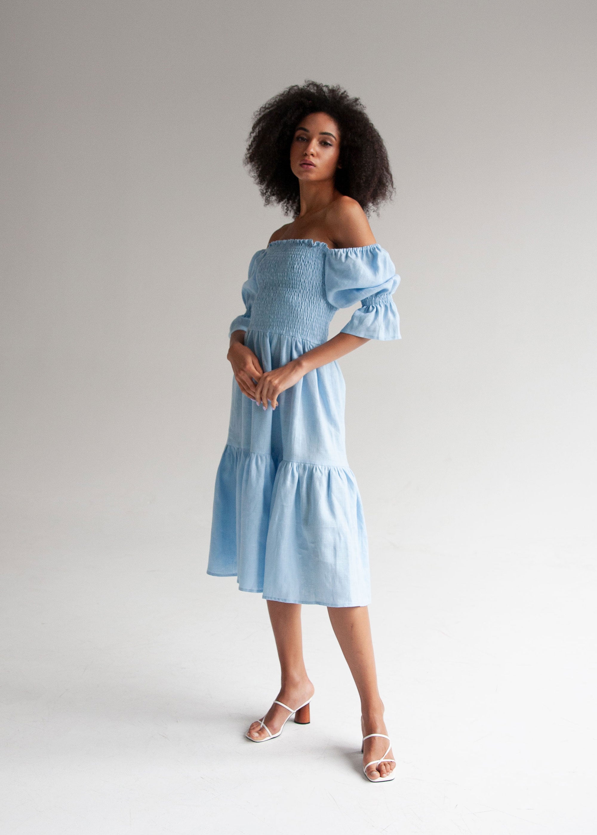 Robe Midi Bleu Ciel "Camila"