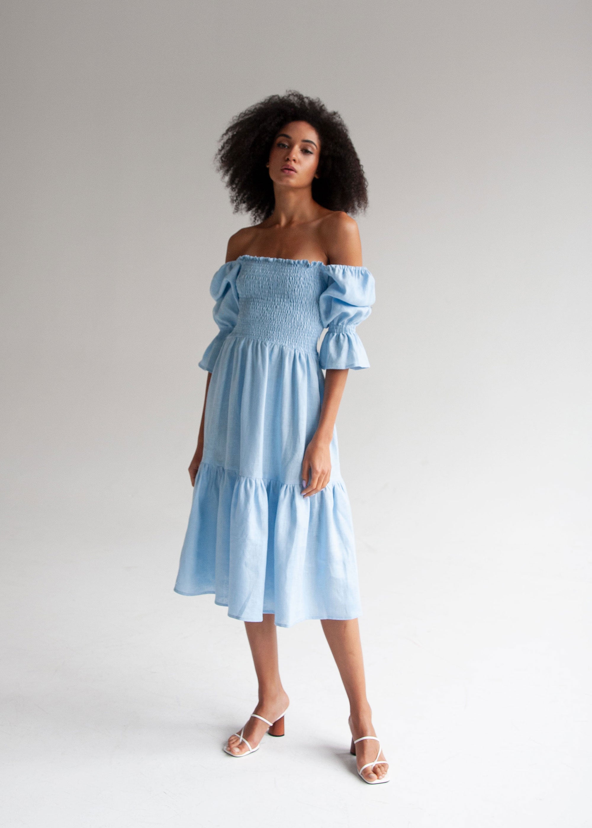 Robe Midi Bleu Ciel "Camila"