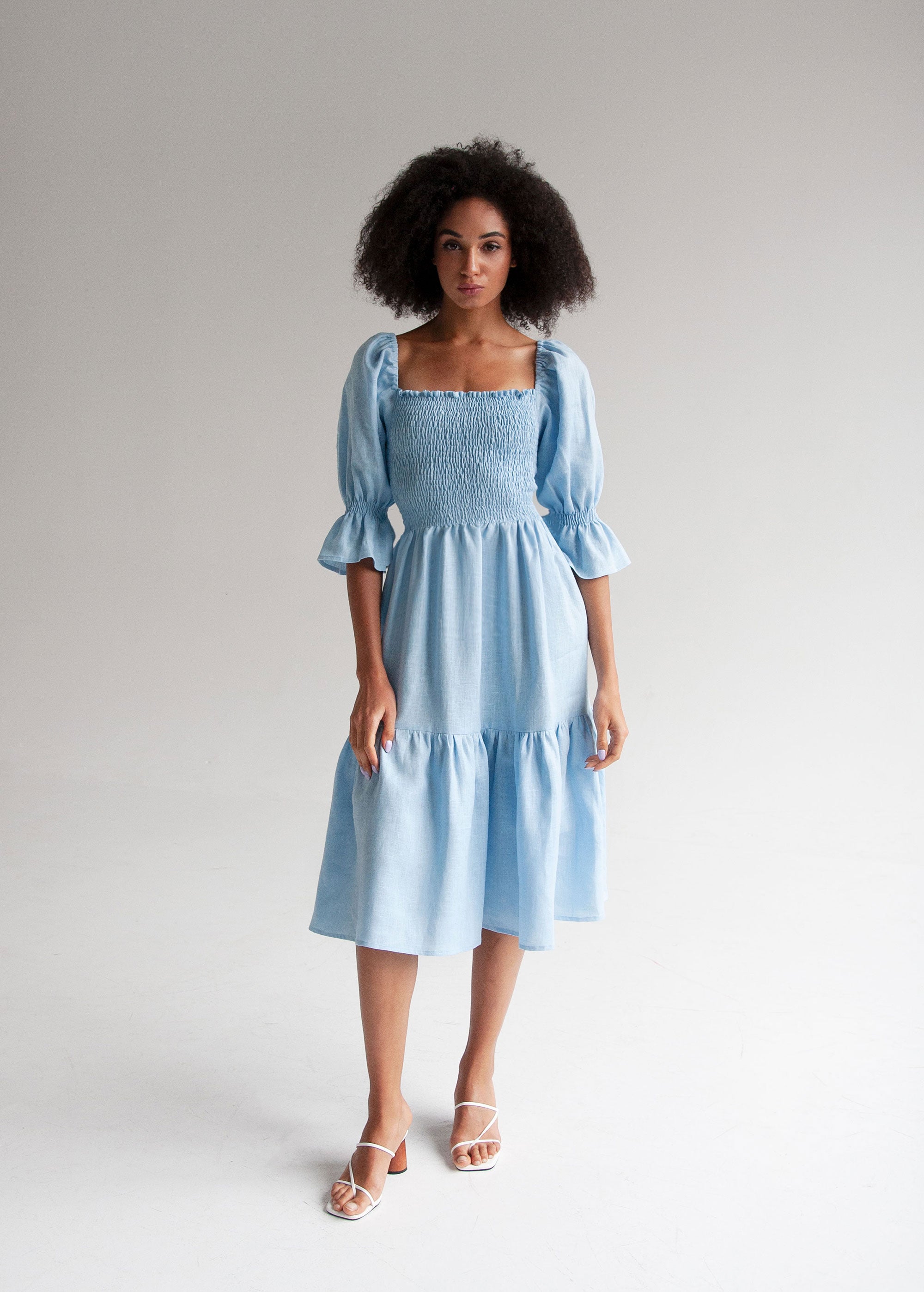 Robe Midi Bleu Ciel "Camila"