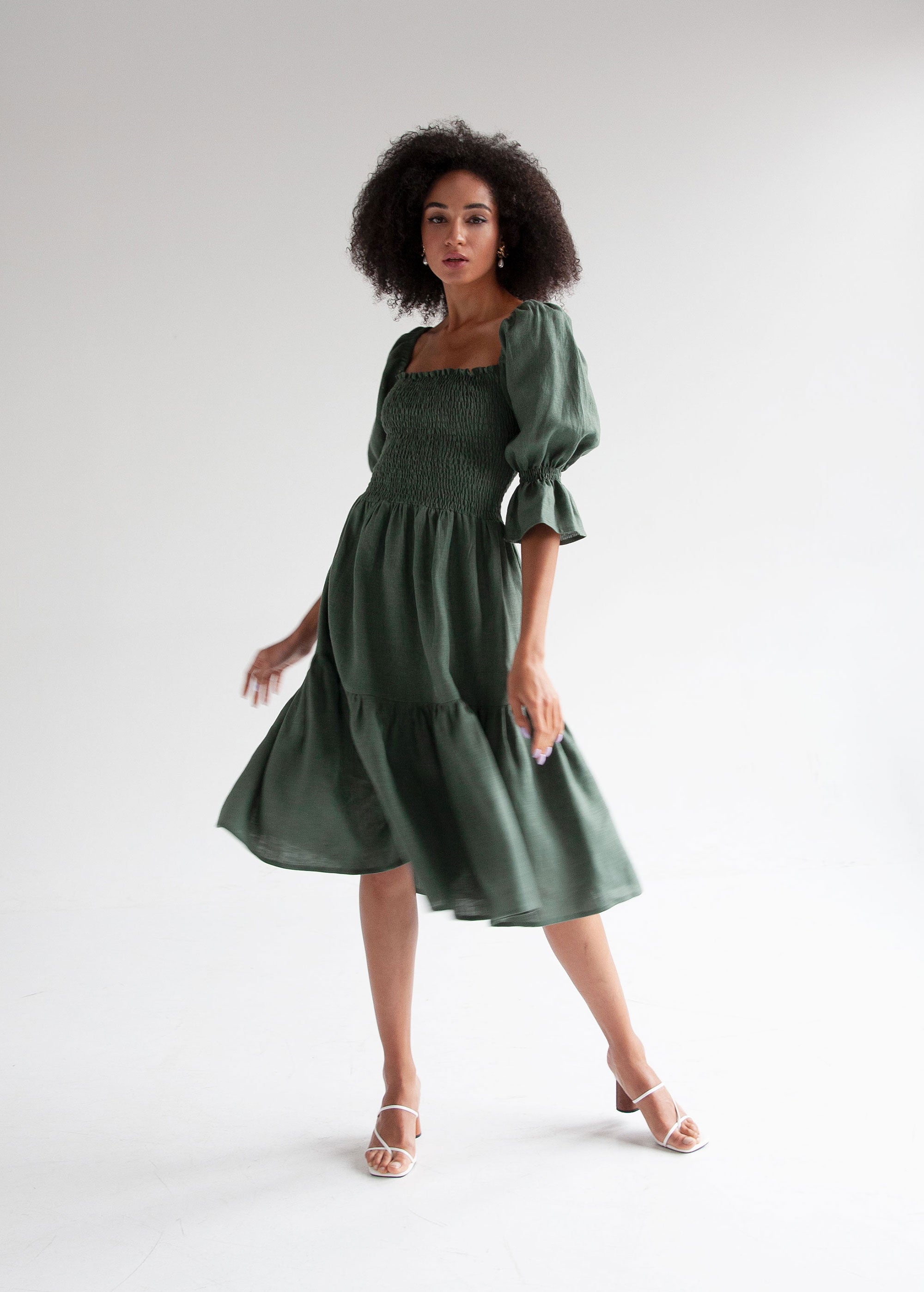 Robe Midi Vert Sauge "Camila"