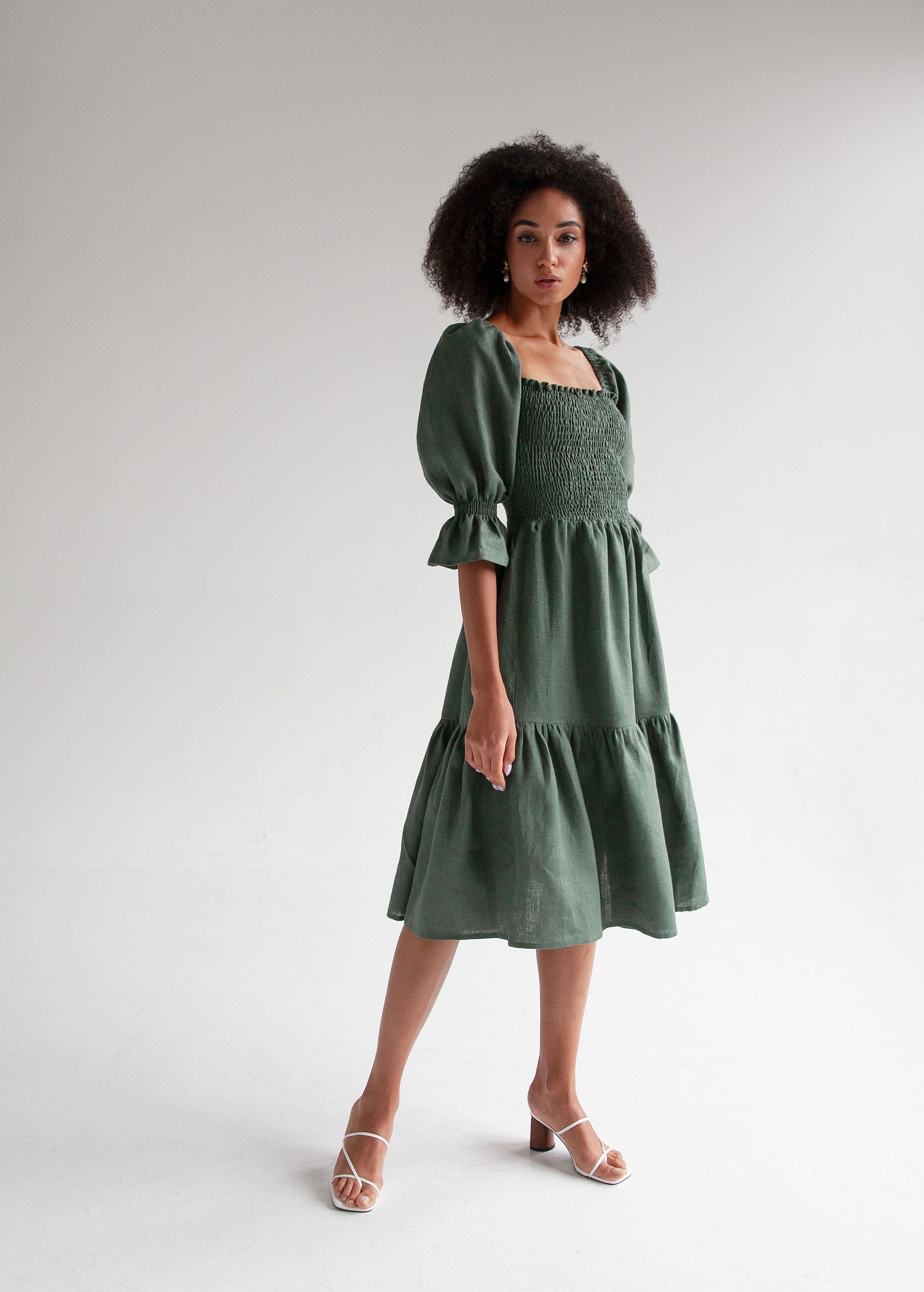 Robe Midi Vert Sauge "Camila"