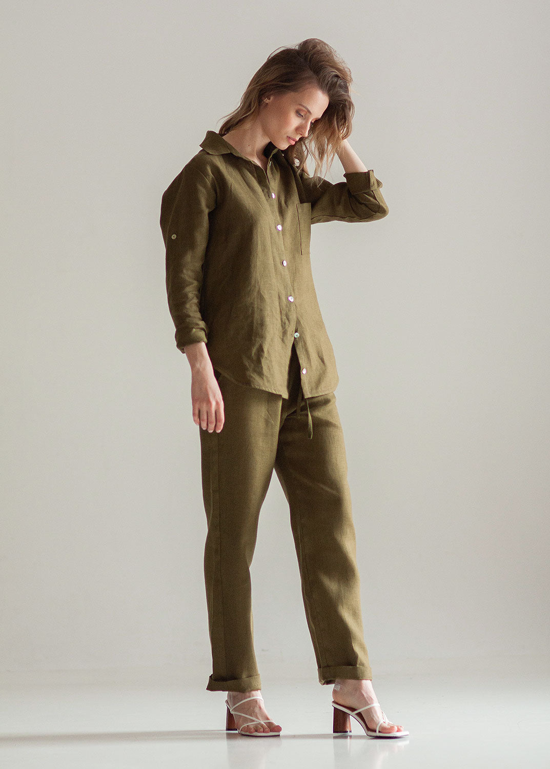 Khaki Green Linen Suit