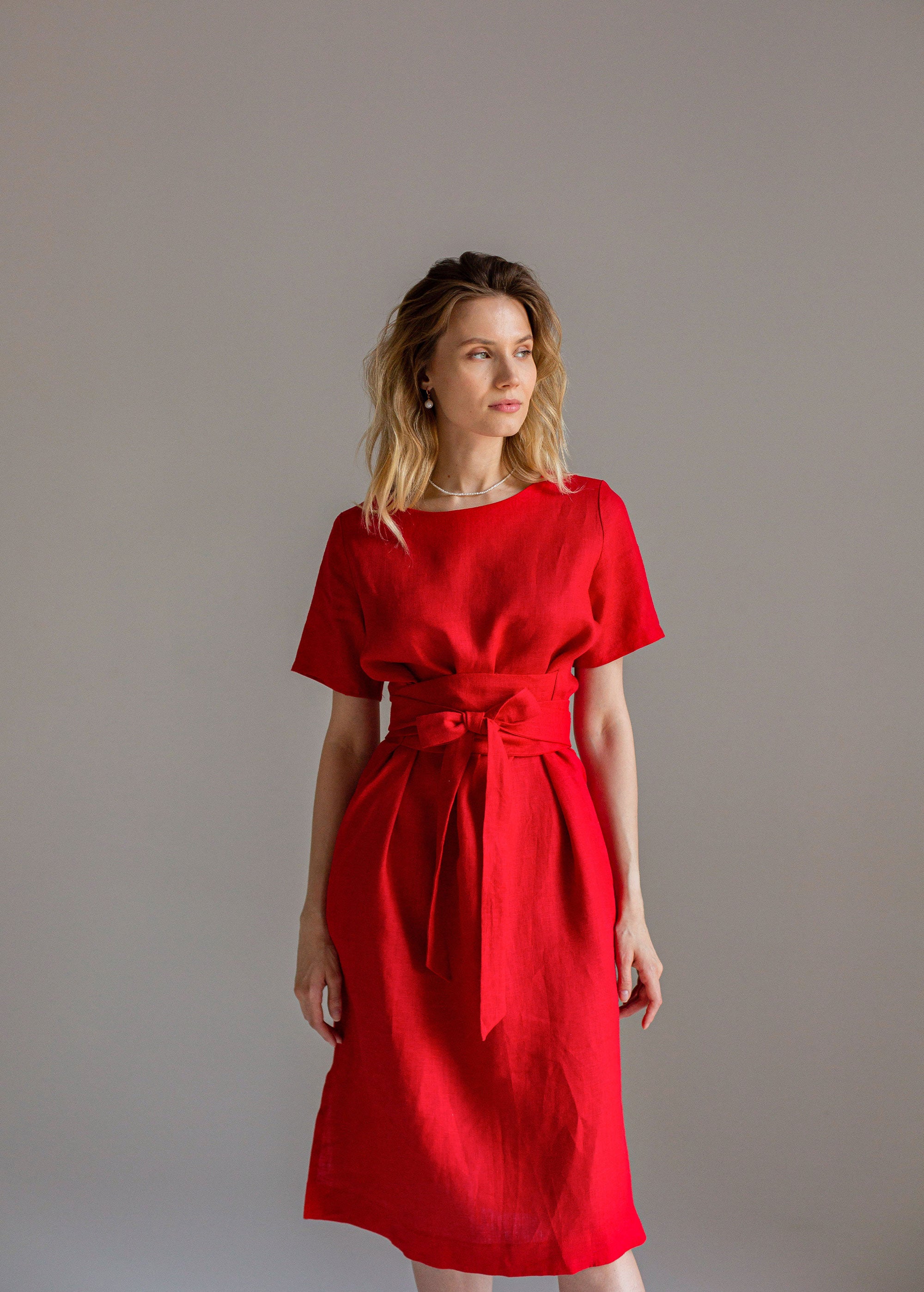 "Adelia" Midi Linen Dress