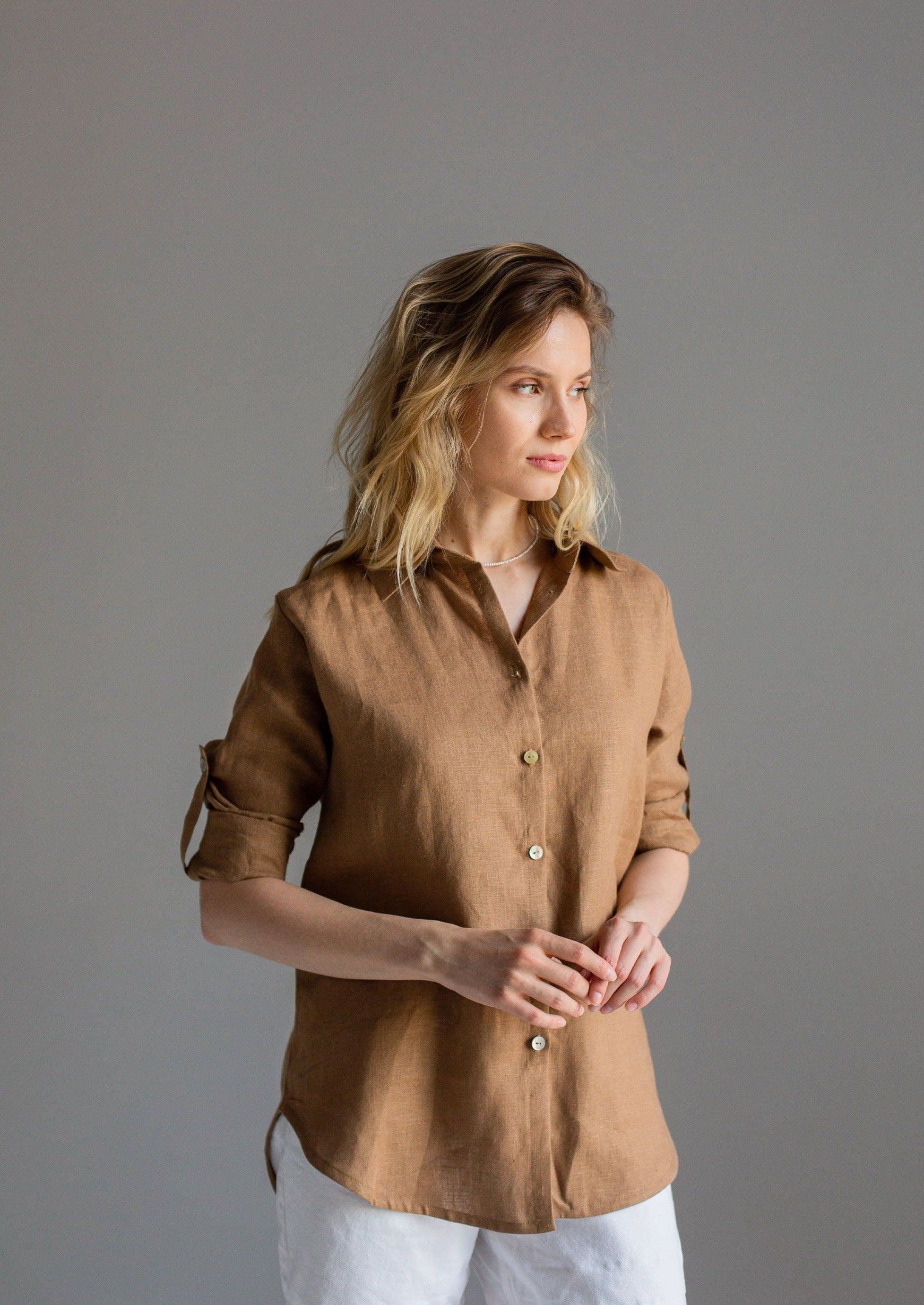 Sand classic linen shirt