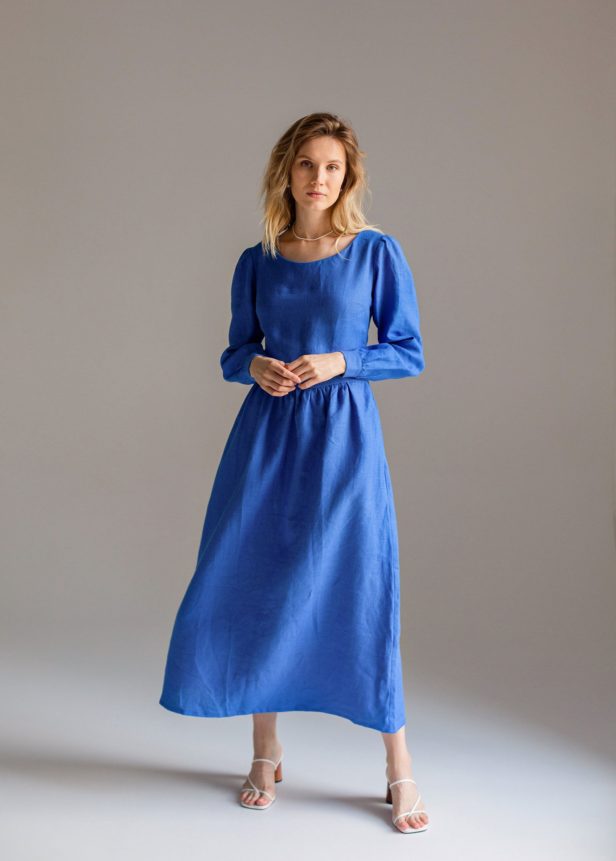 "Charlotte" Blue linen Dress