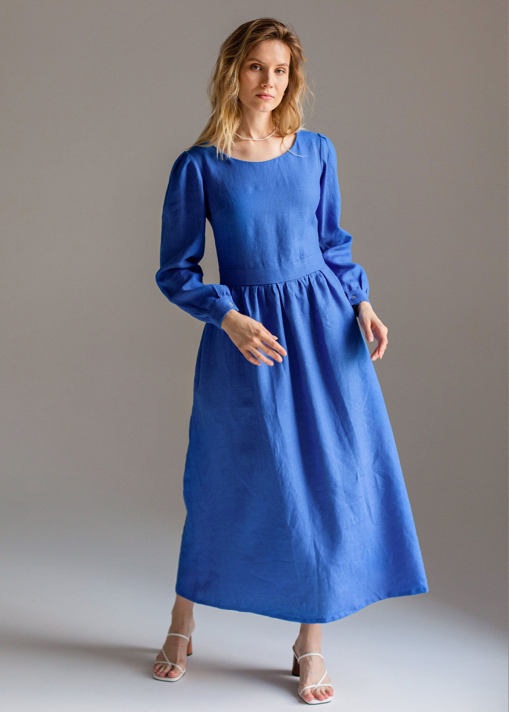 "Charlotte" Blue linen Dress