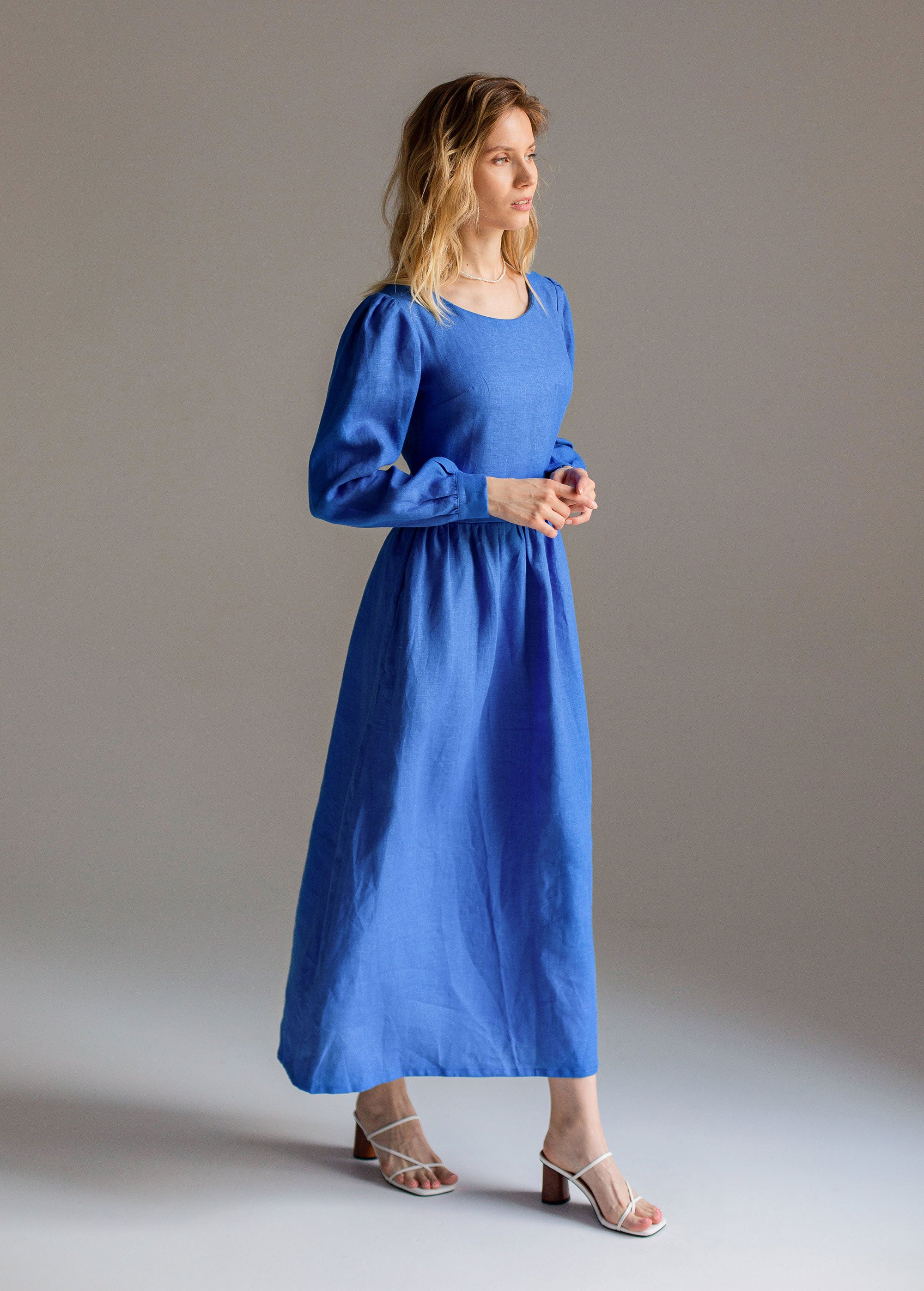 "Charlotte" Blue linen Dress