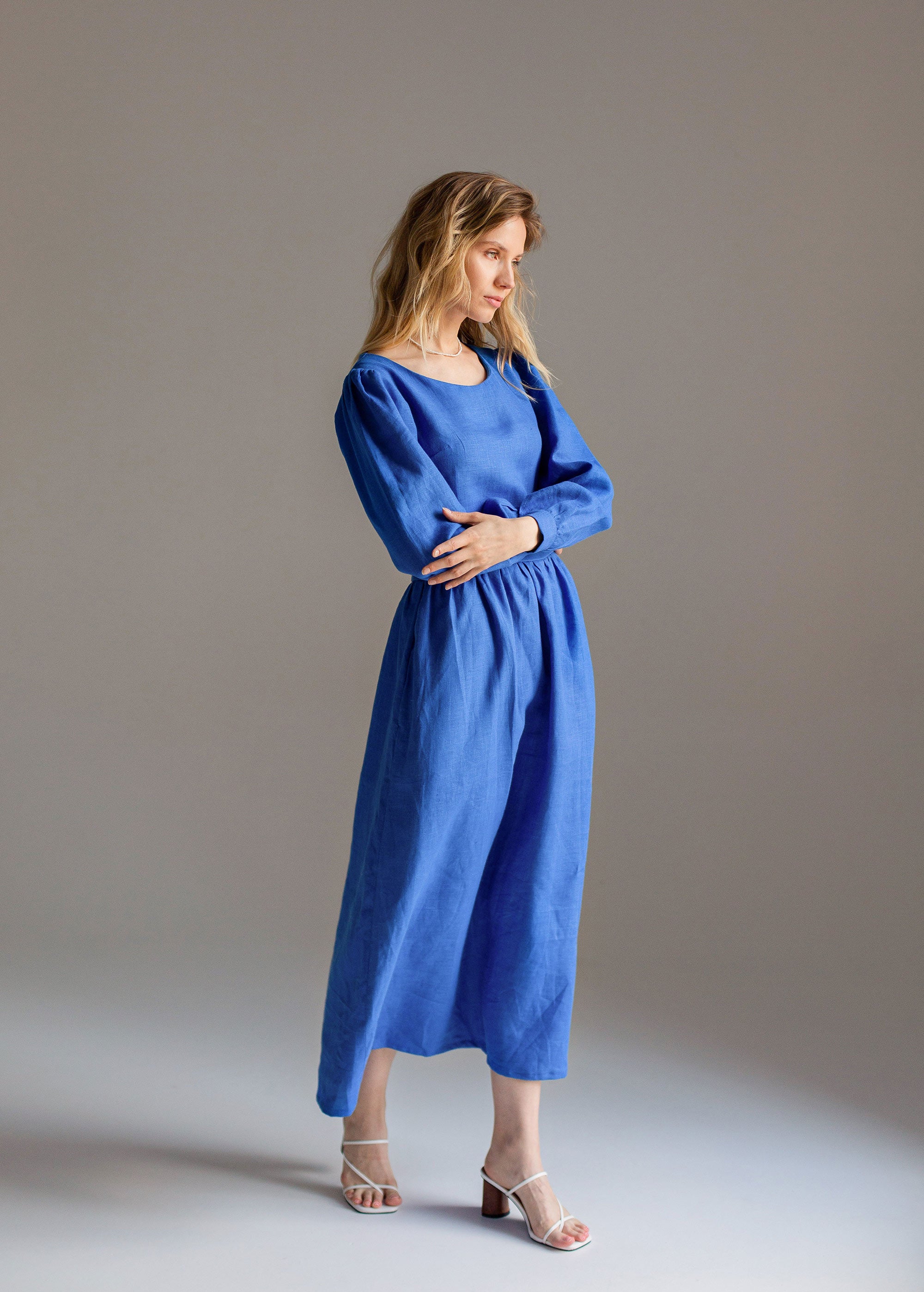 "Charlotte" Blue linen Dress