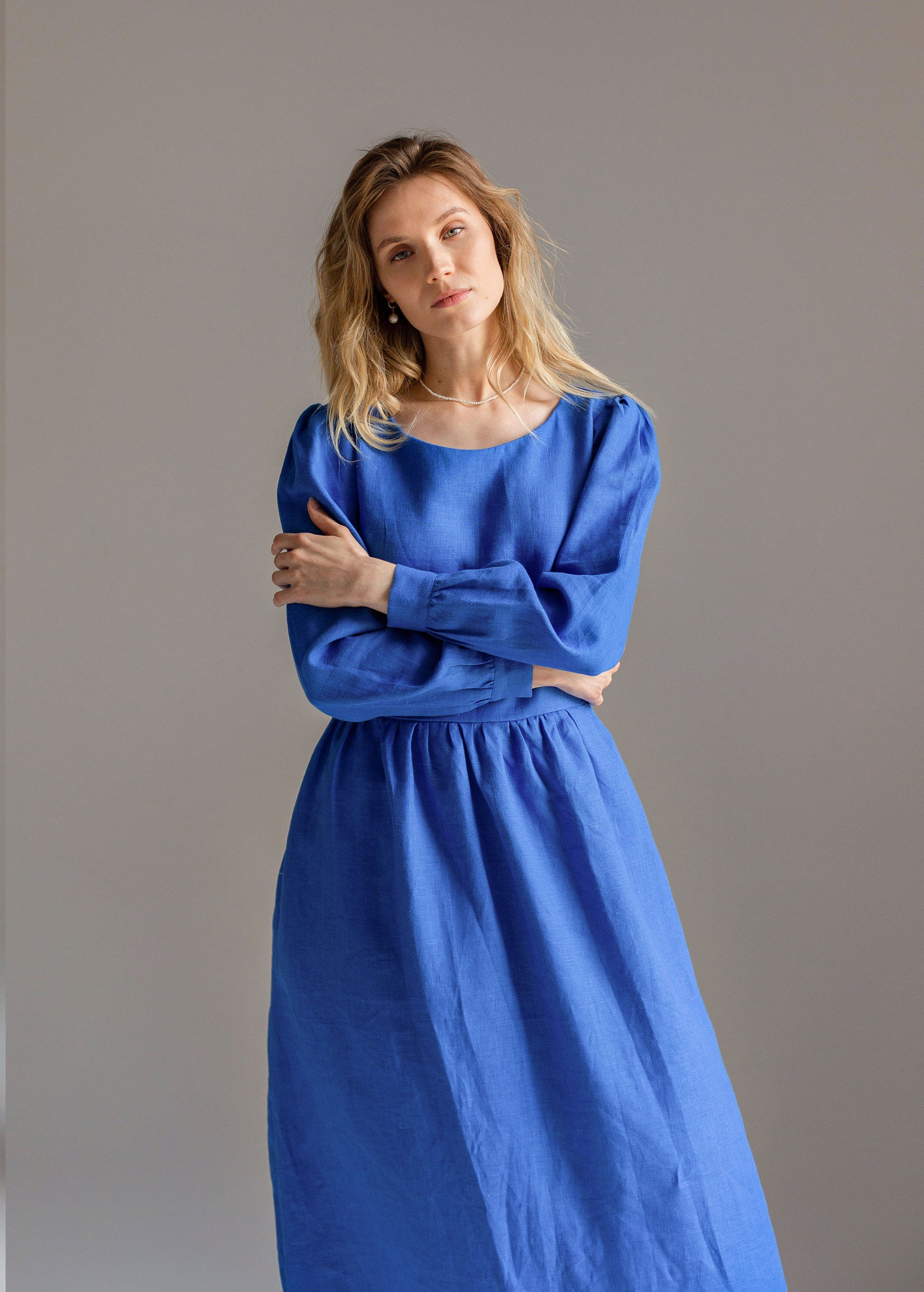 "Charlotte" Blue linen Dress