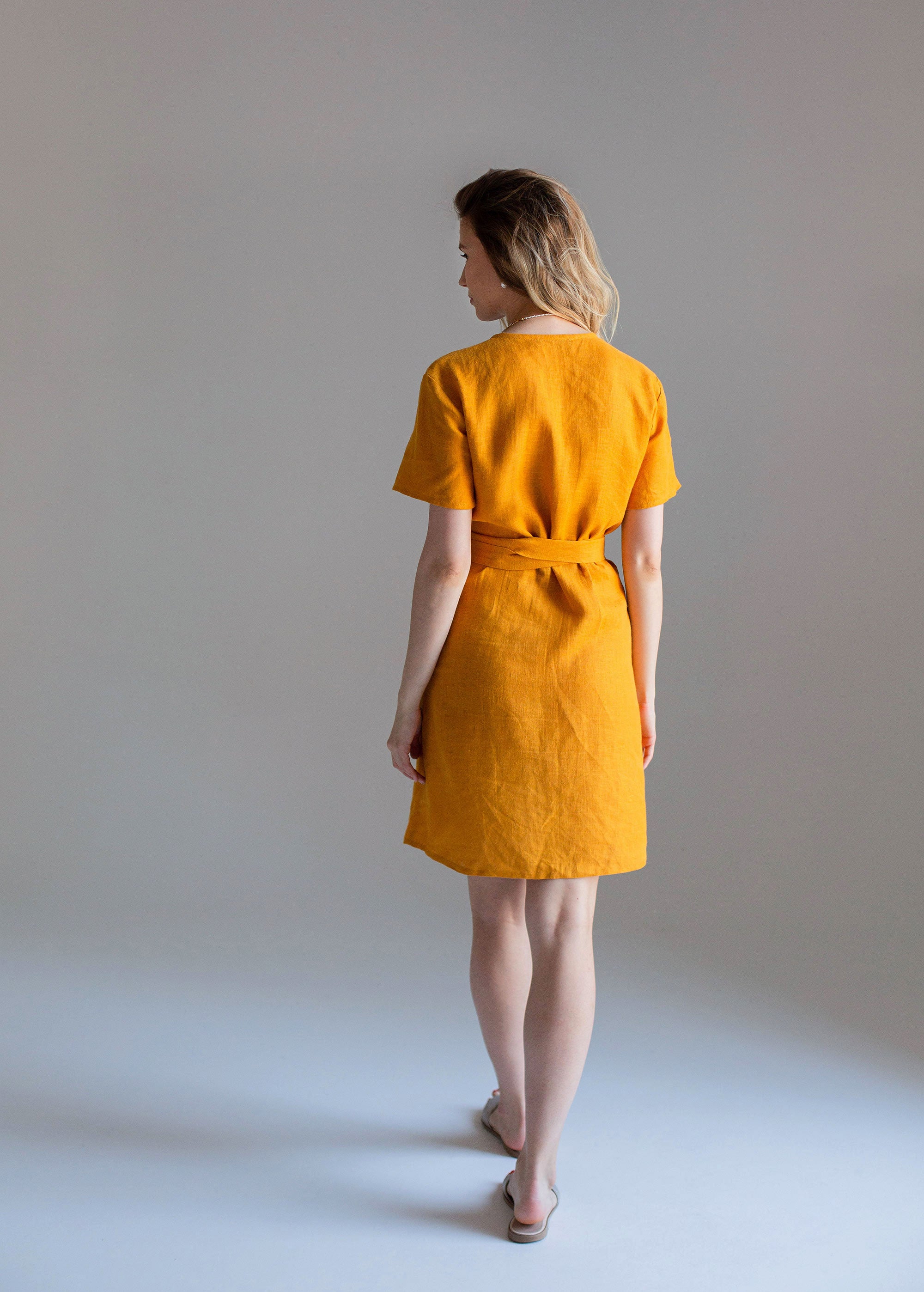 Robe portefeuille jaune moutarde "Zoey"