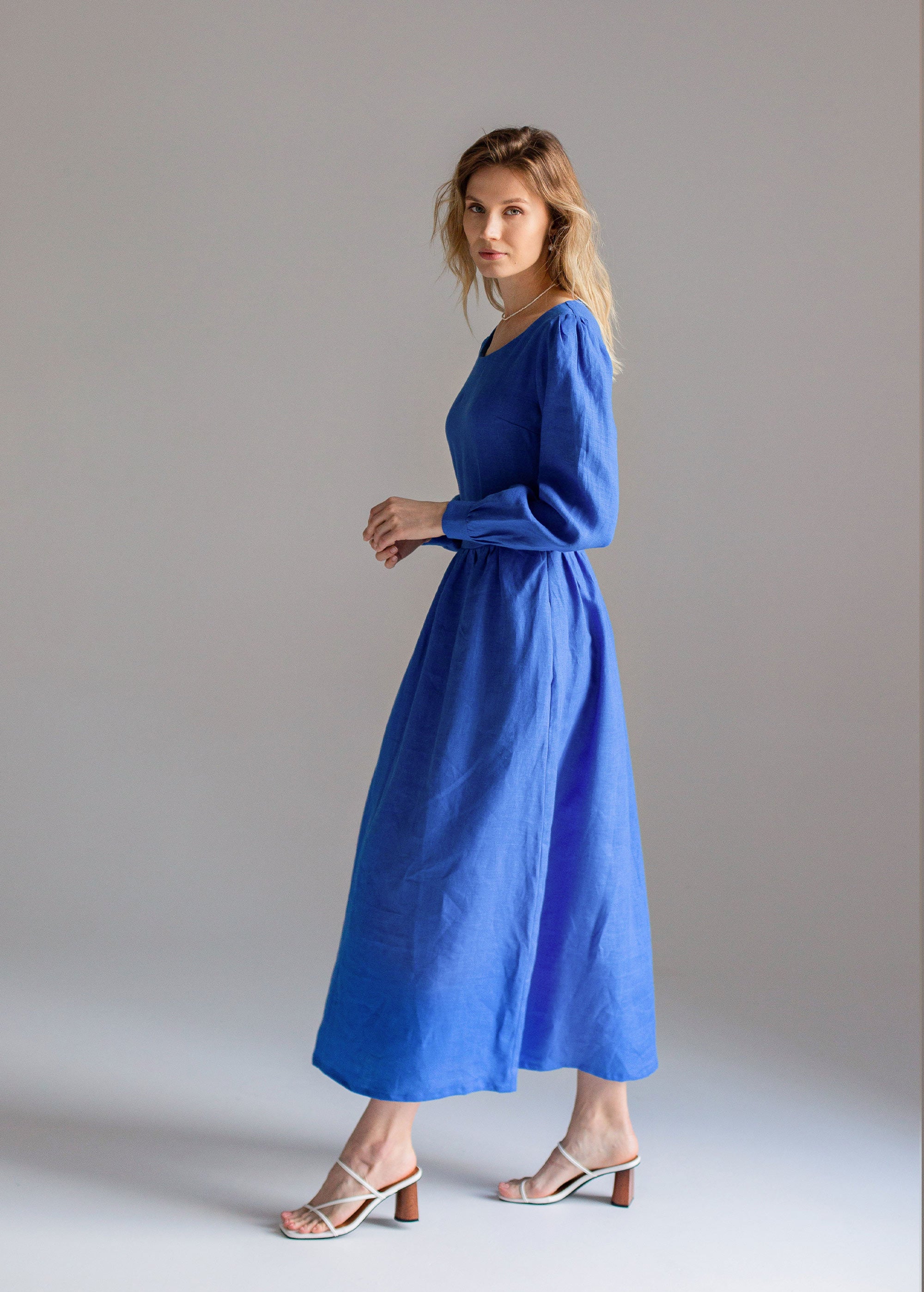 "Charlotte" Blue linen Dress