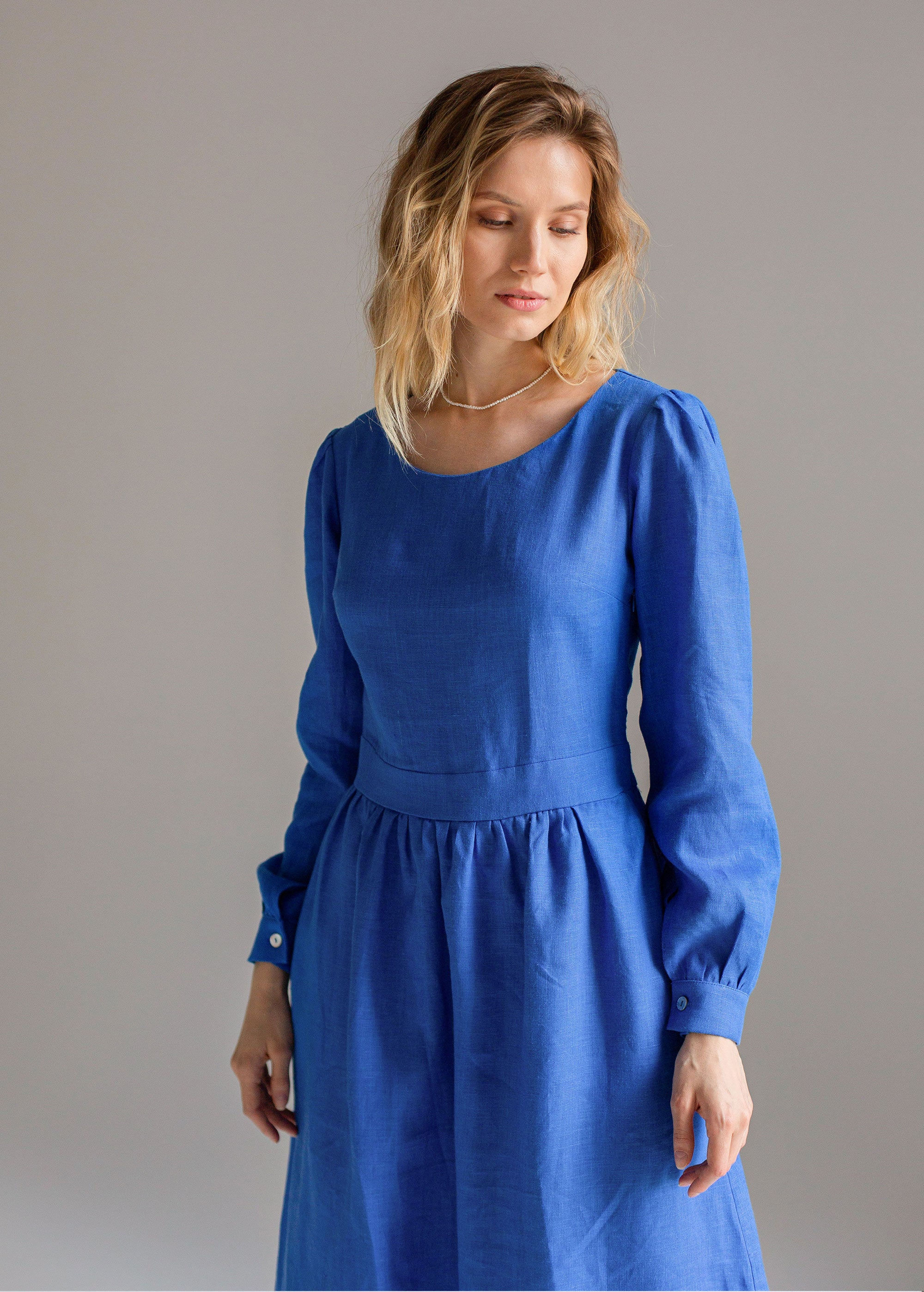 "Charlotte" Blue linen Dress