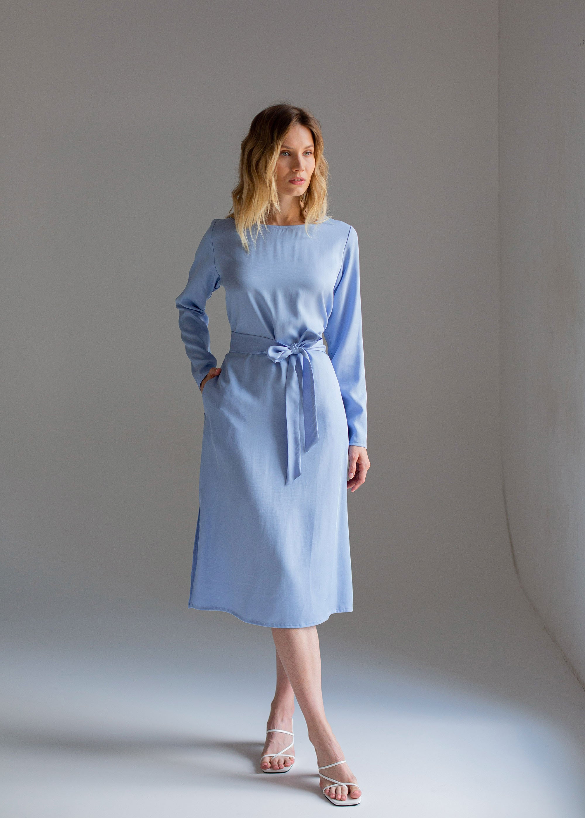 Robe Tencel Bleu Ciel "Audrey"