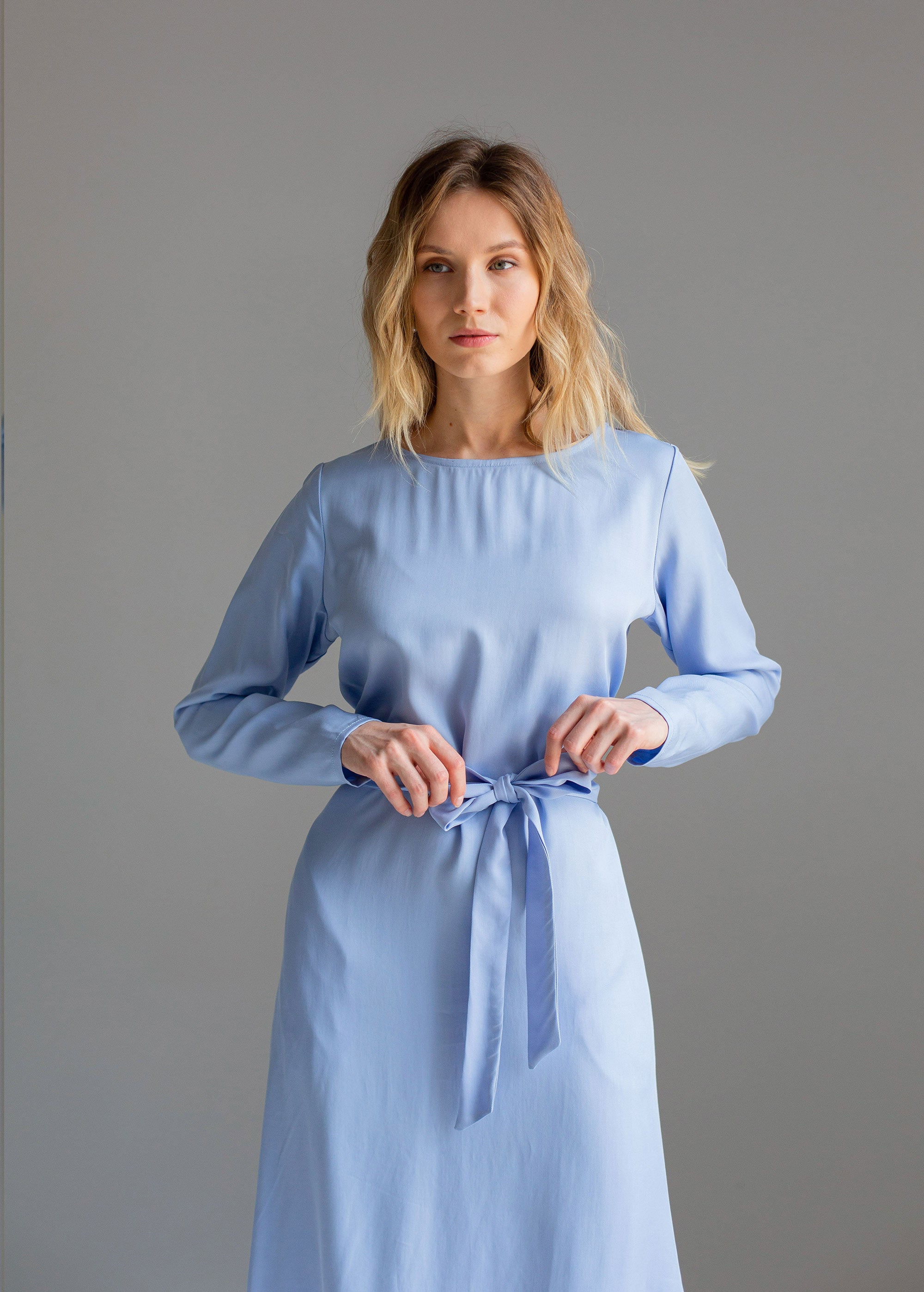 "Audrey" Sky Blue Tencel Dress