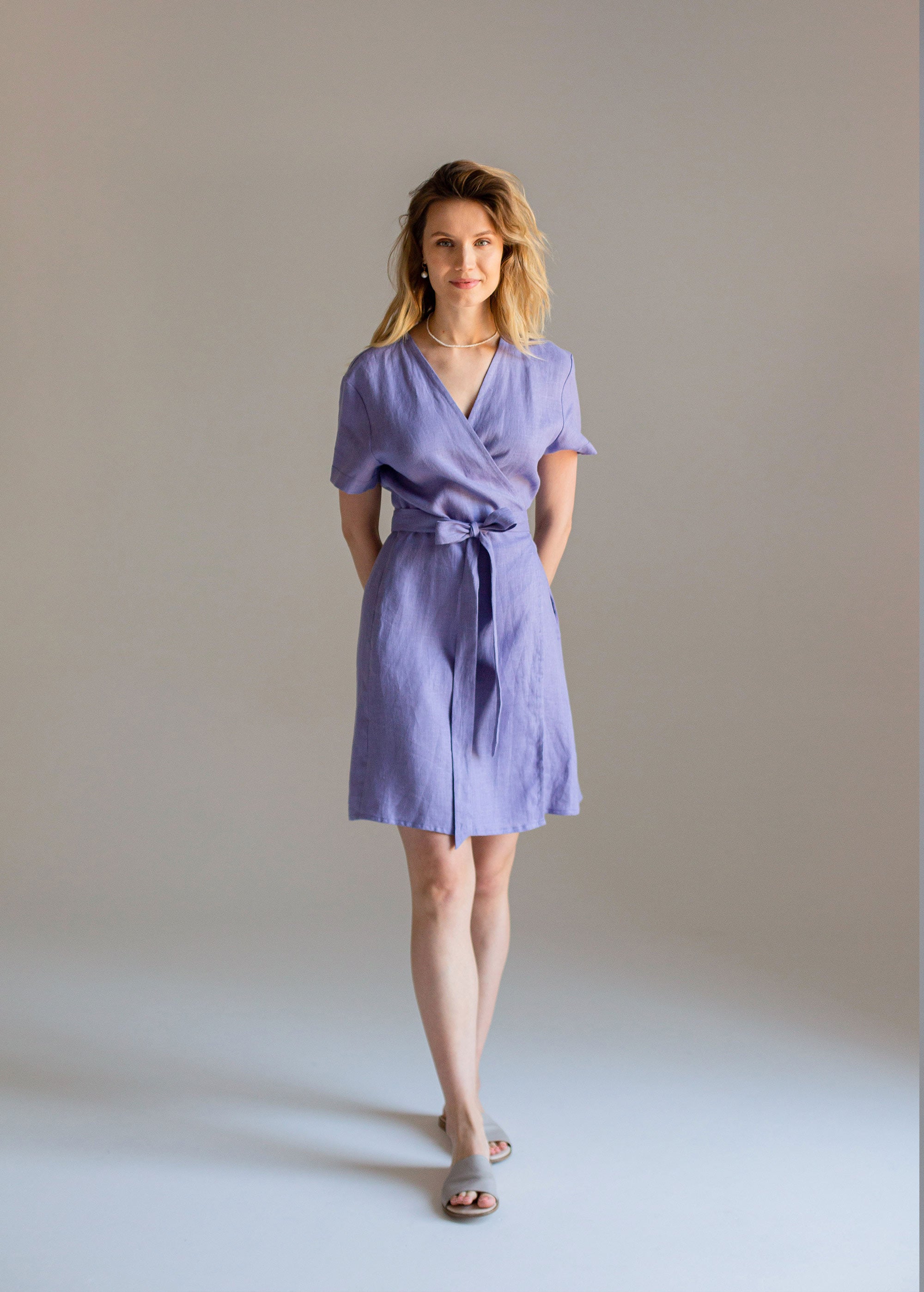 Zoey" Lavender Mini Wrap Dress