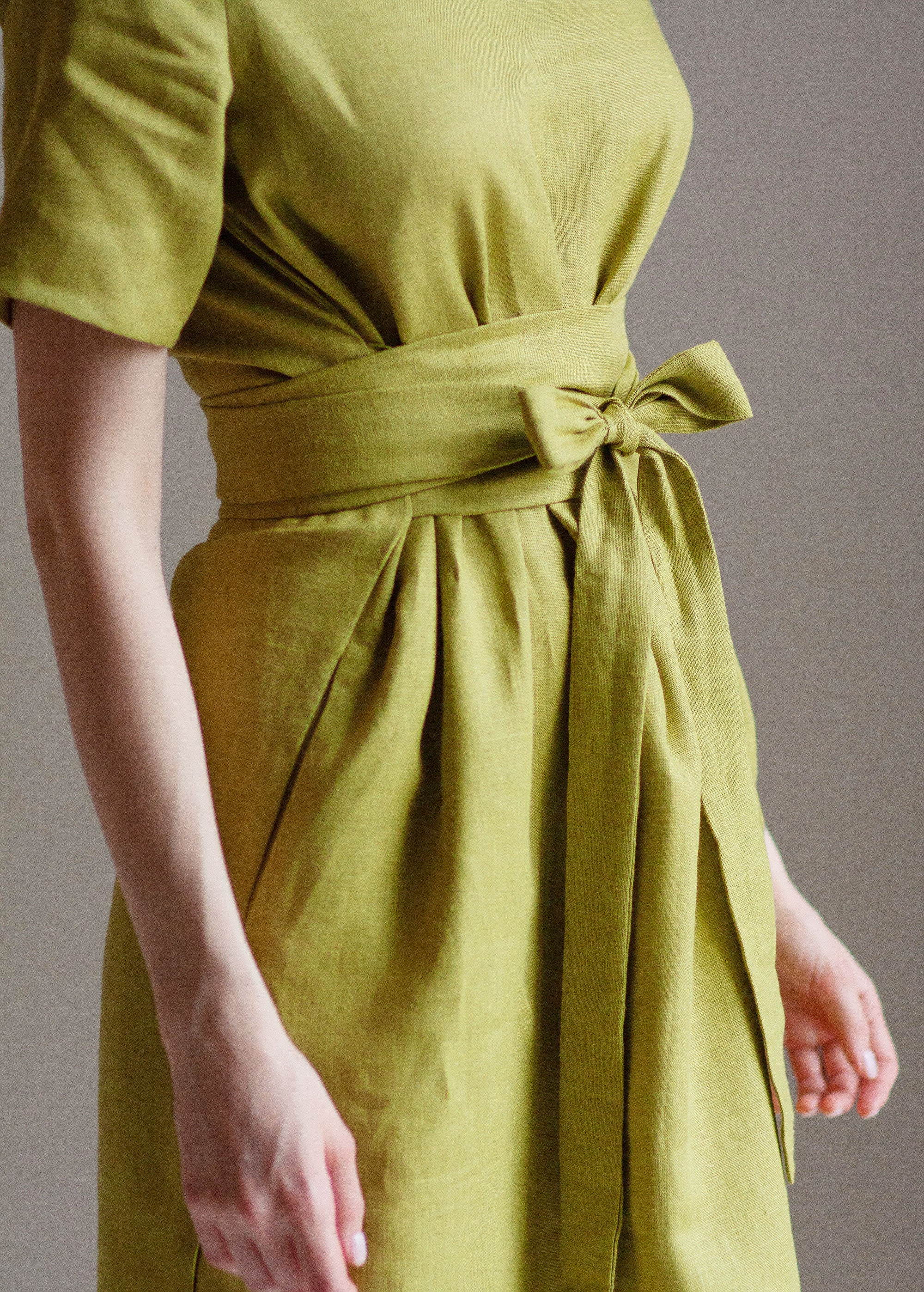 Robe Courte Vert Citron Pastel "Adelia"