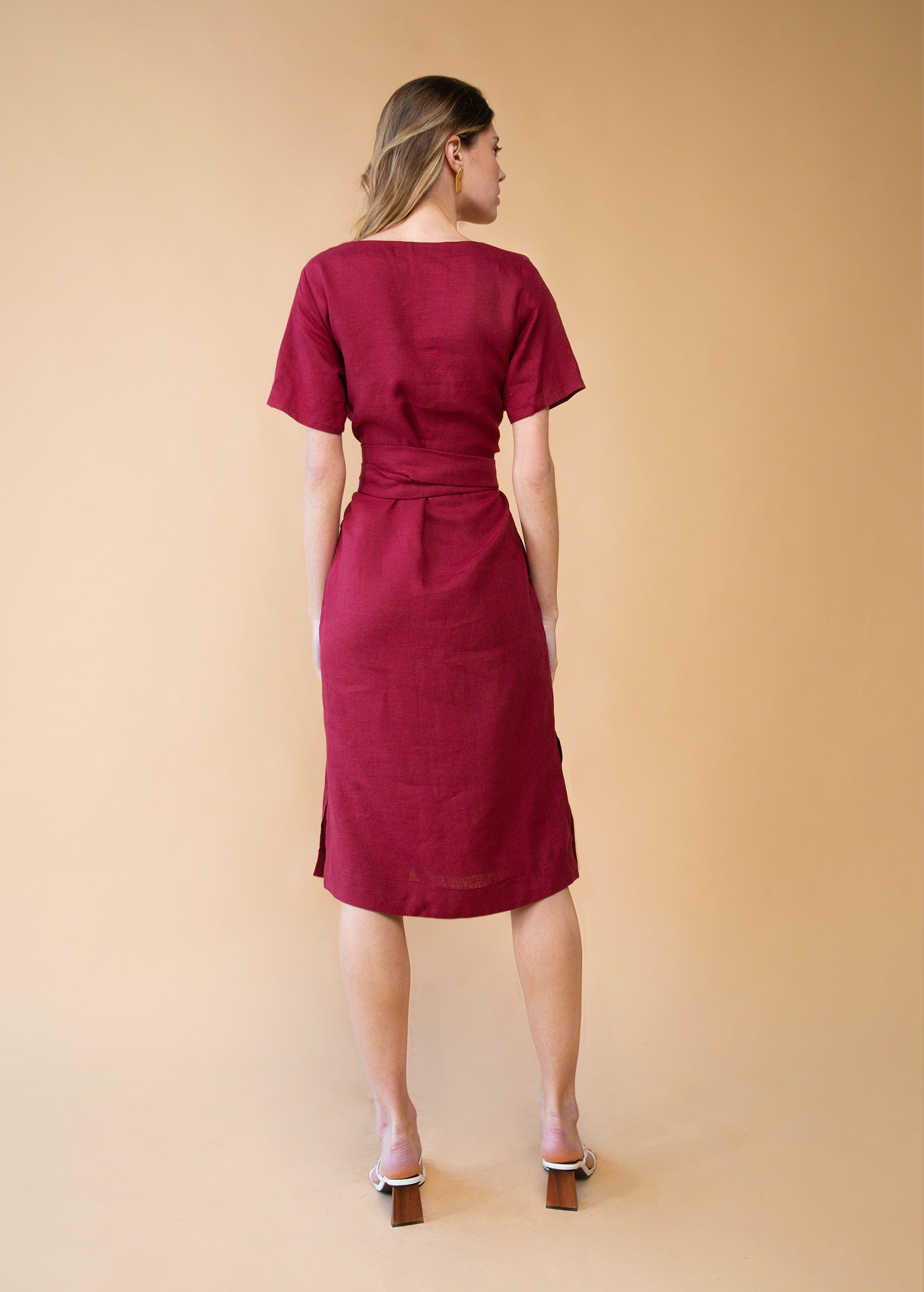 "Adelia" Burgundy Long Dress