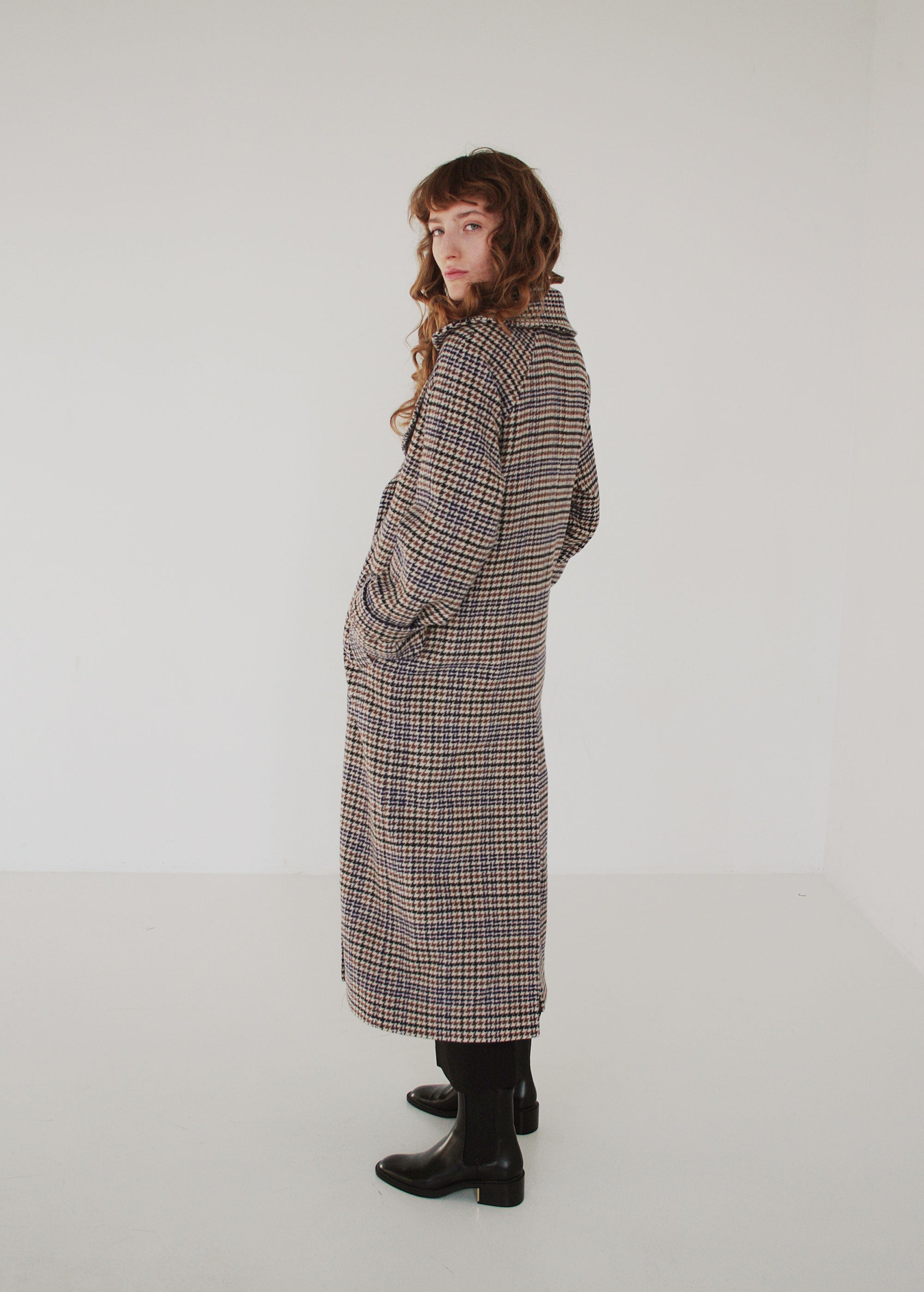 "Emma" Checked Classic Wool Coat