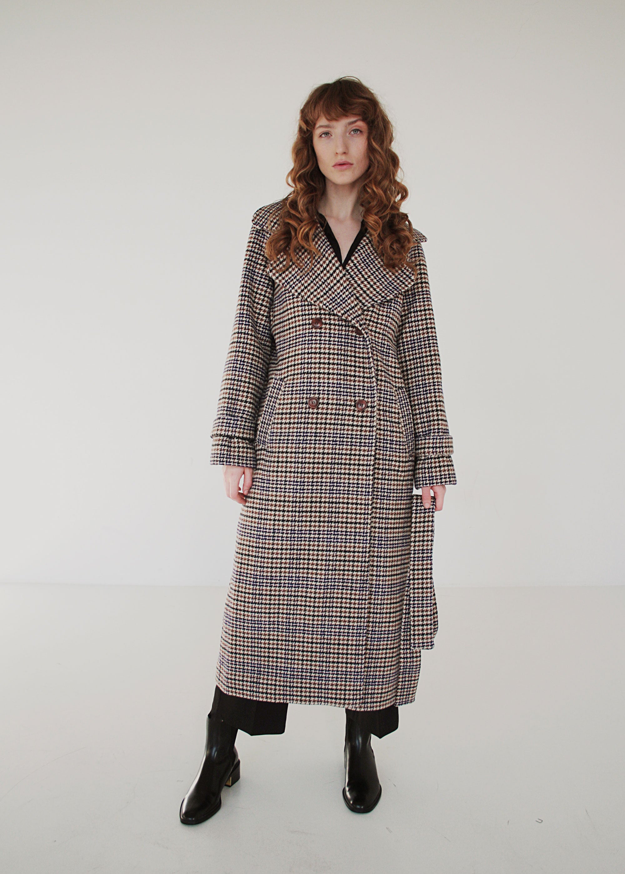 "Emma" Checked Classic Wool Coat