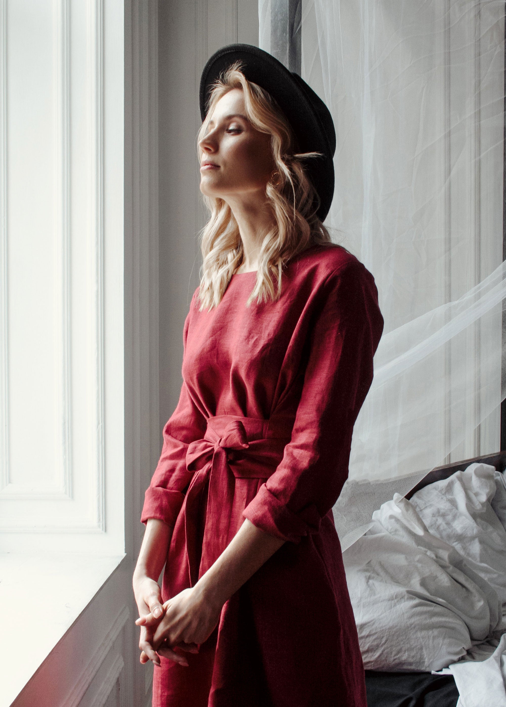 "Audrey" Burgundy Mini Dress