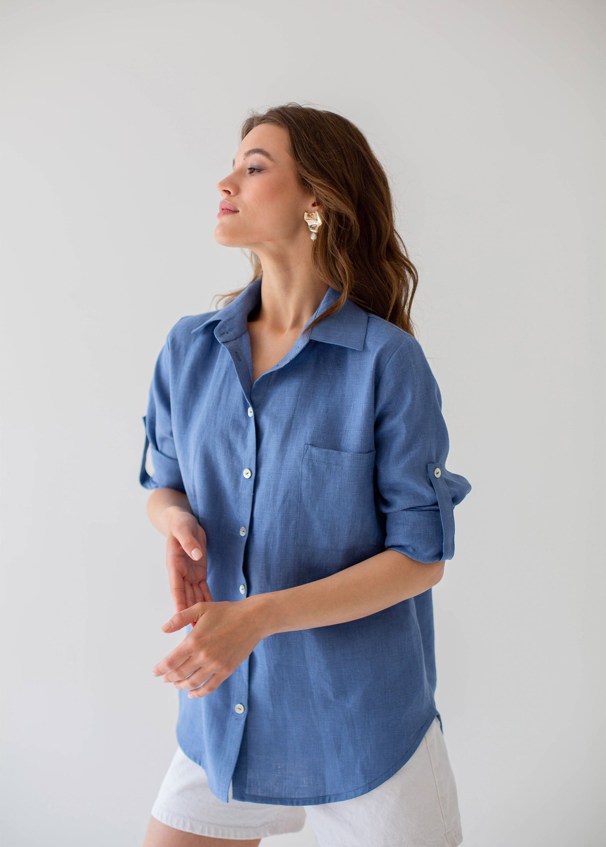 Blue linen shirt