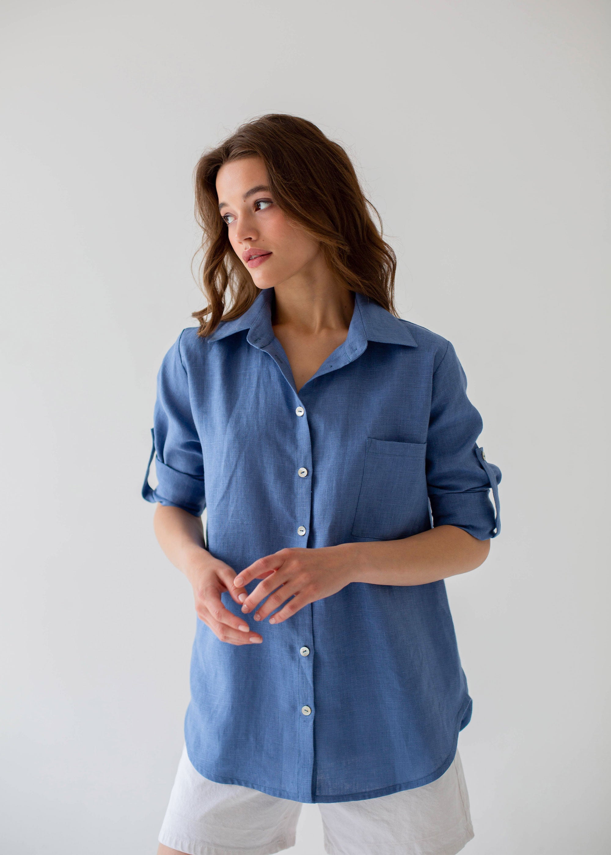 Blue linen shirt