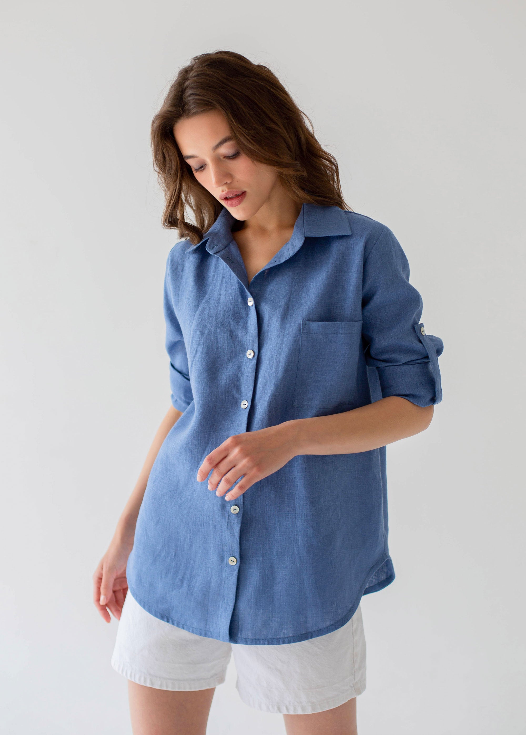 Blue linen shirt