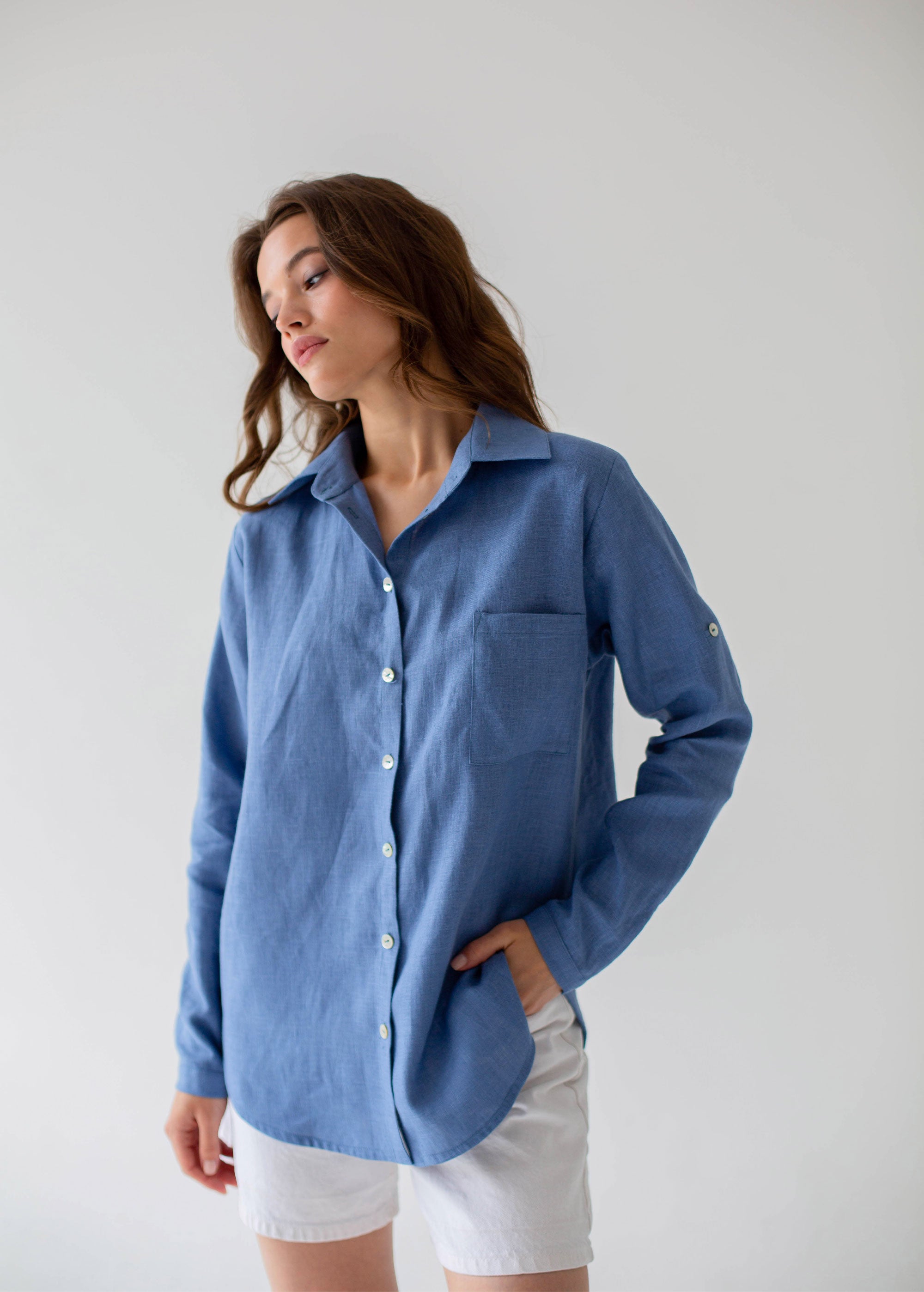 Blue linen shirt