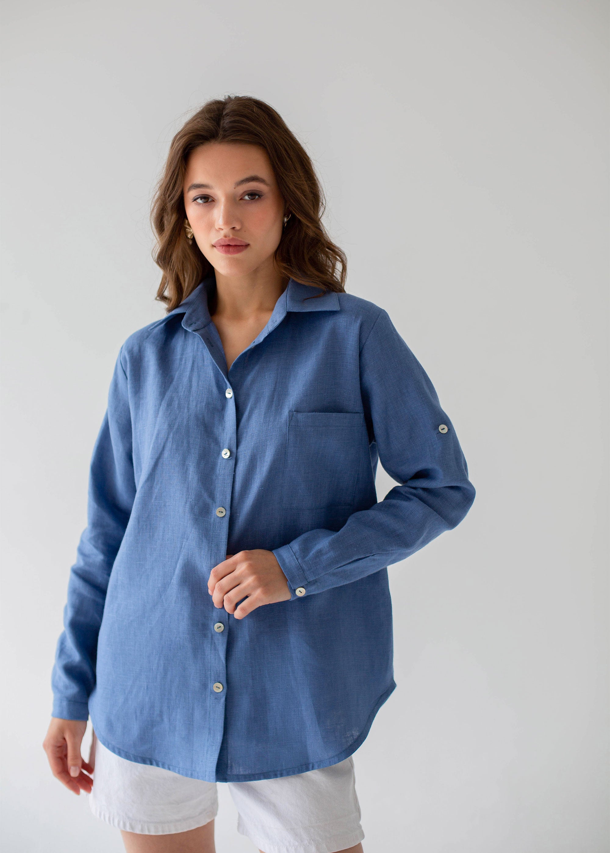 Blue linen shirt