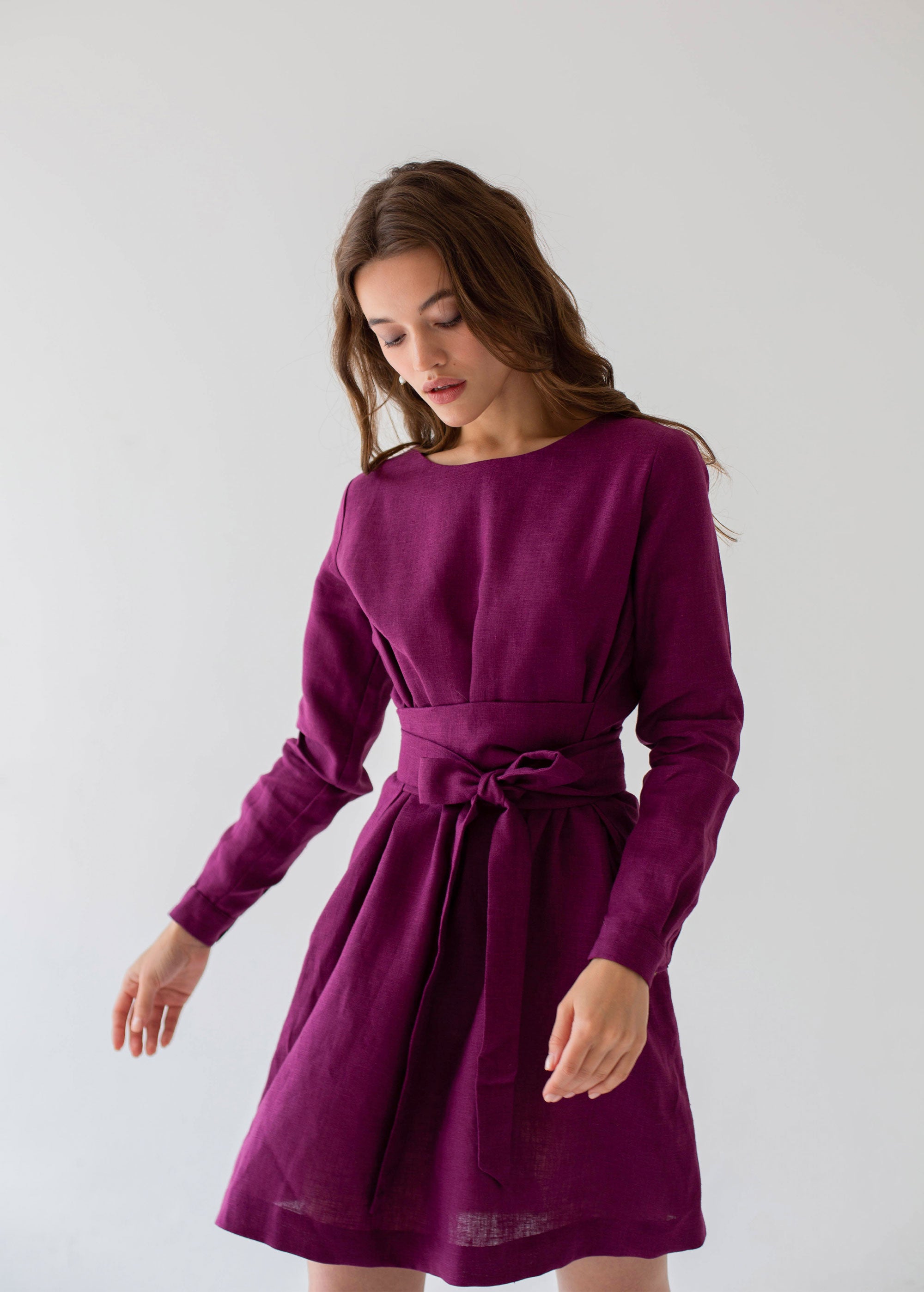 "Audrey"  Eggplant Midi Dress