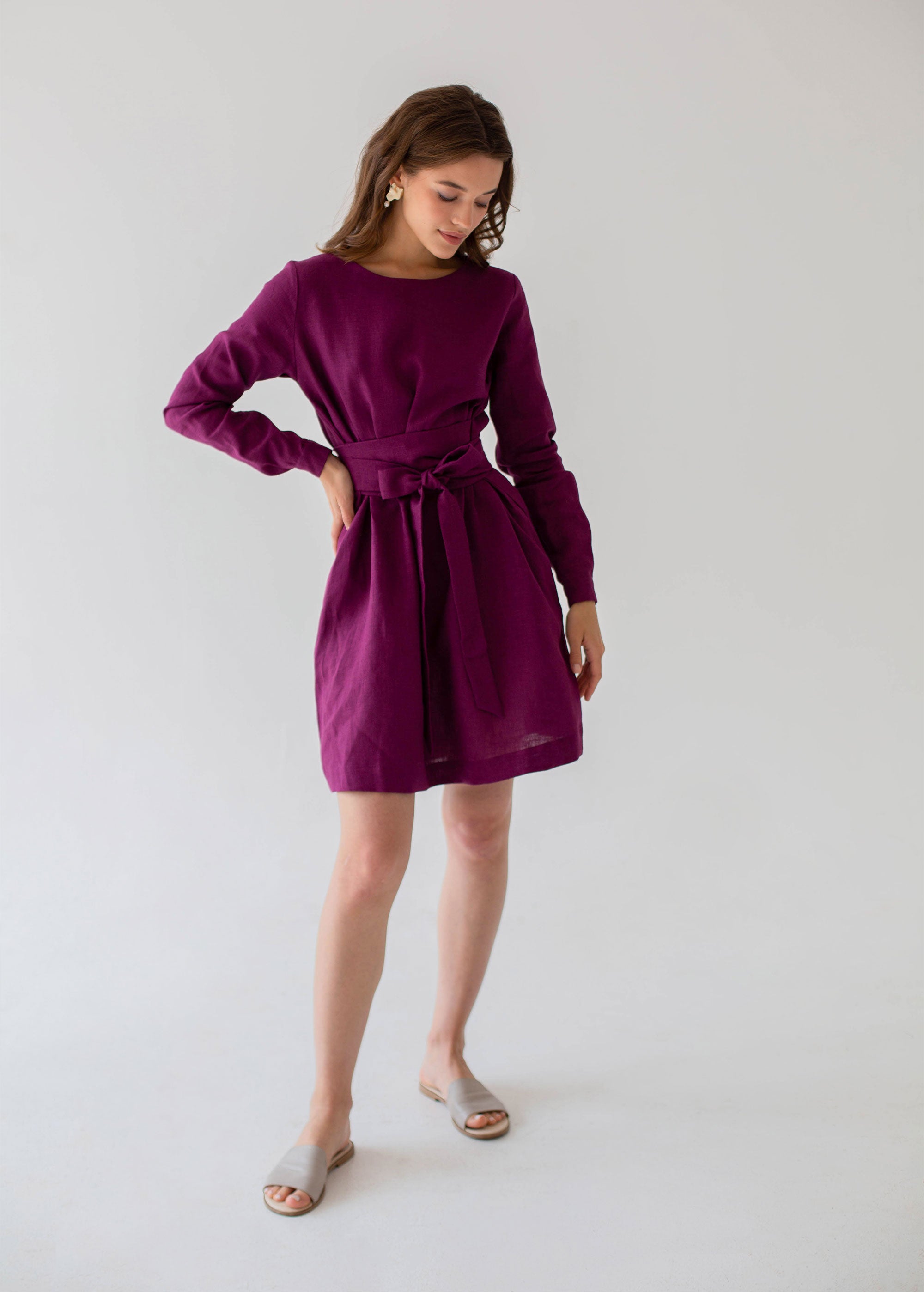 "Audrey"  Eggplant Midi Dress