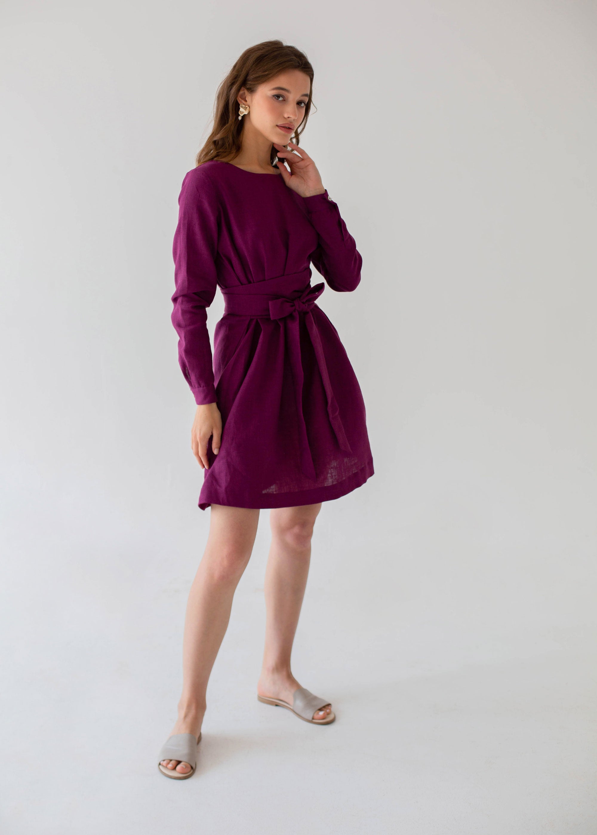 "Audrey"  Eggplant Midi Dress