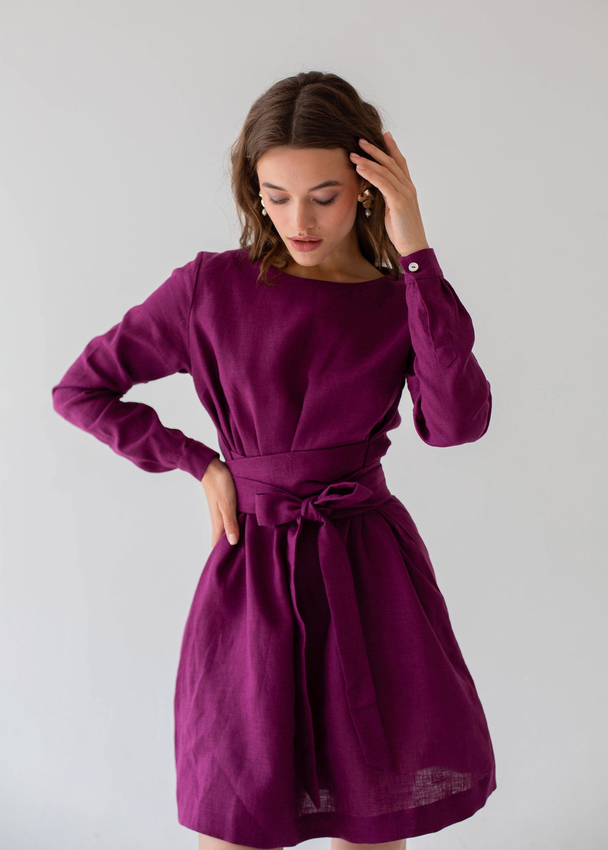 "Audrey"  Eggplant Midi Dress