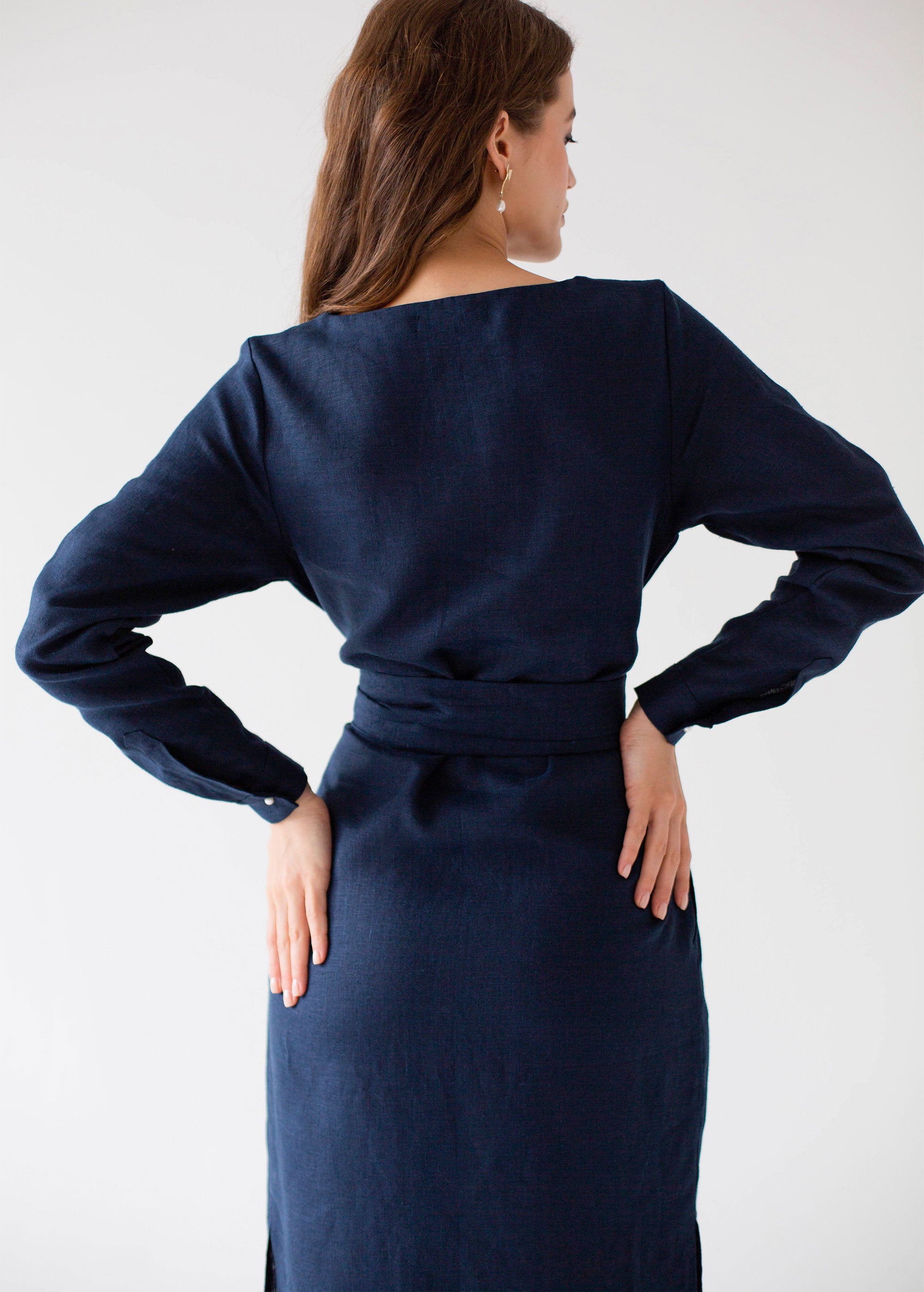 "Audrey" Navy blue Midi Dress