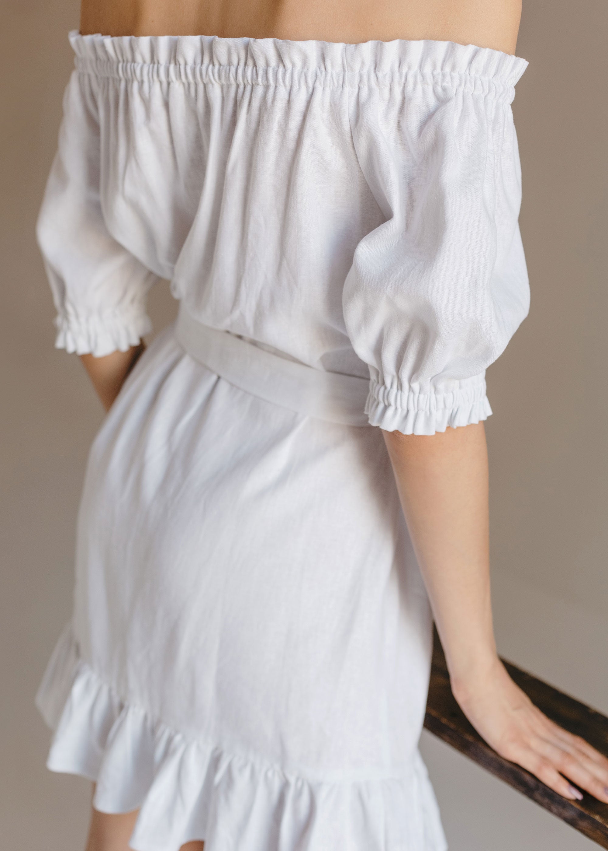 "Lia" Short White Off The Shoulder Dress