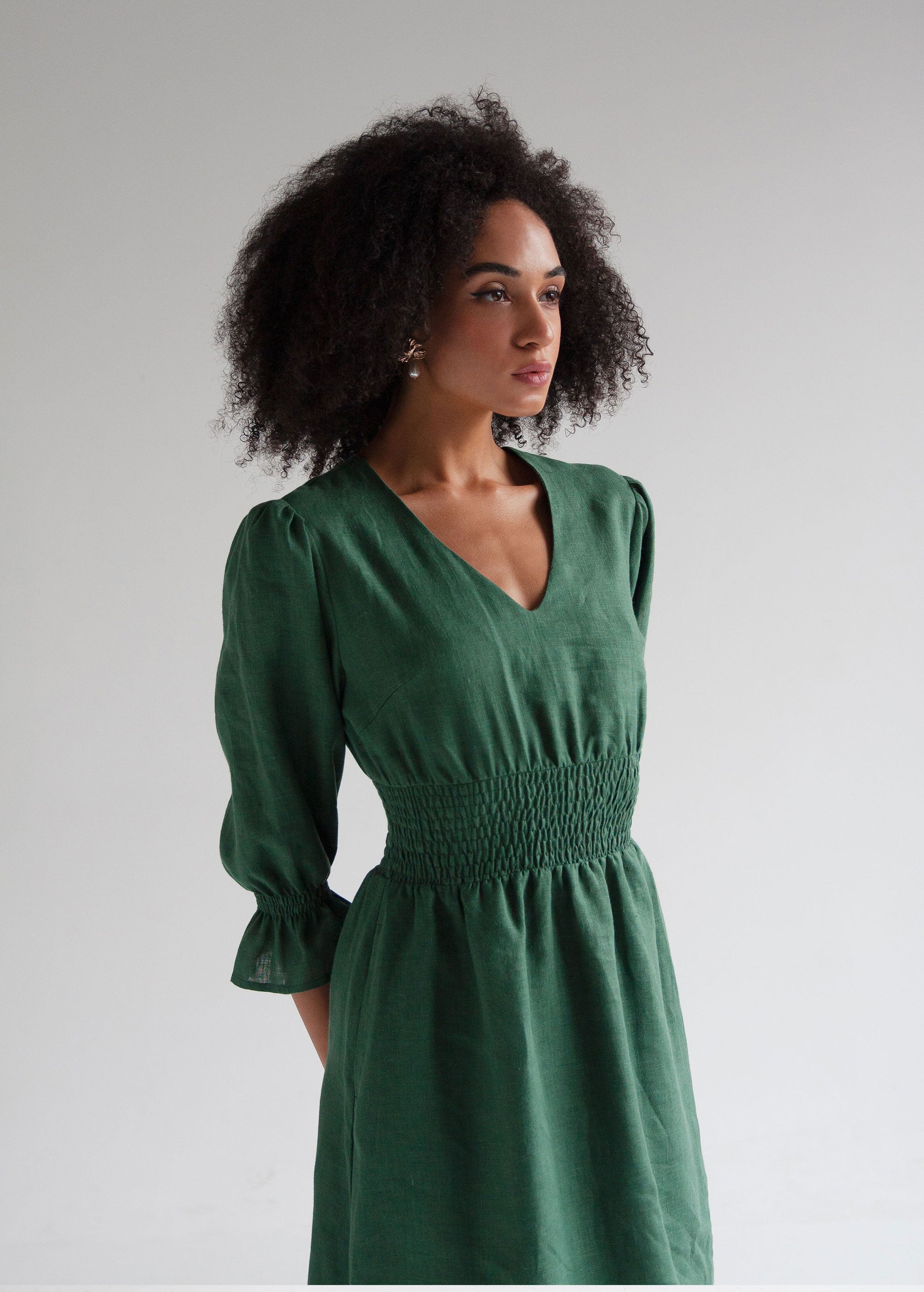 Robe Midi en Lin Vert "Lisa"