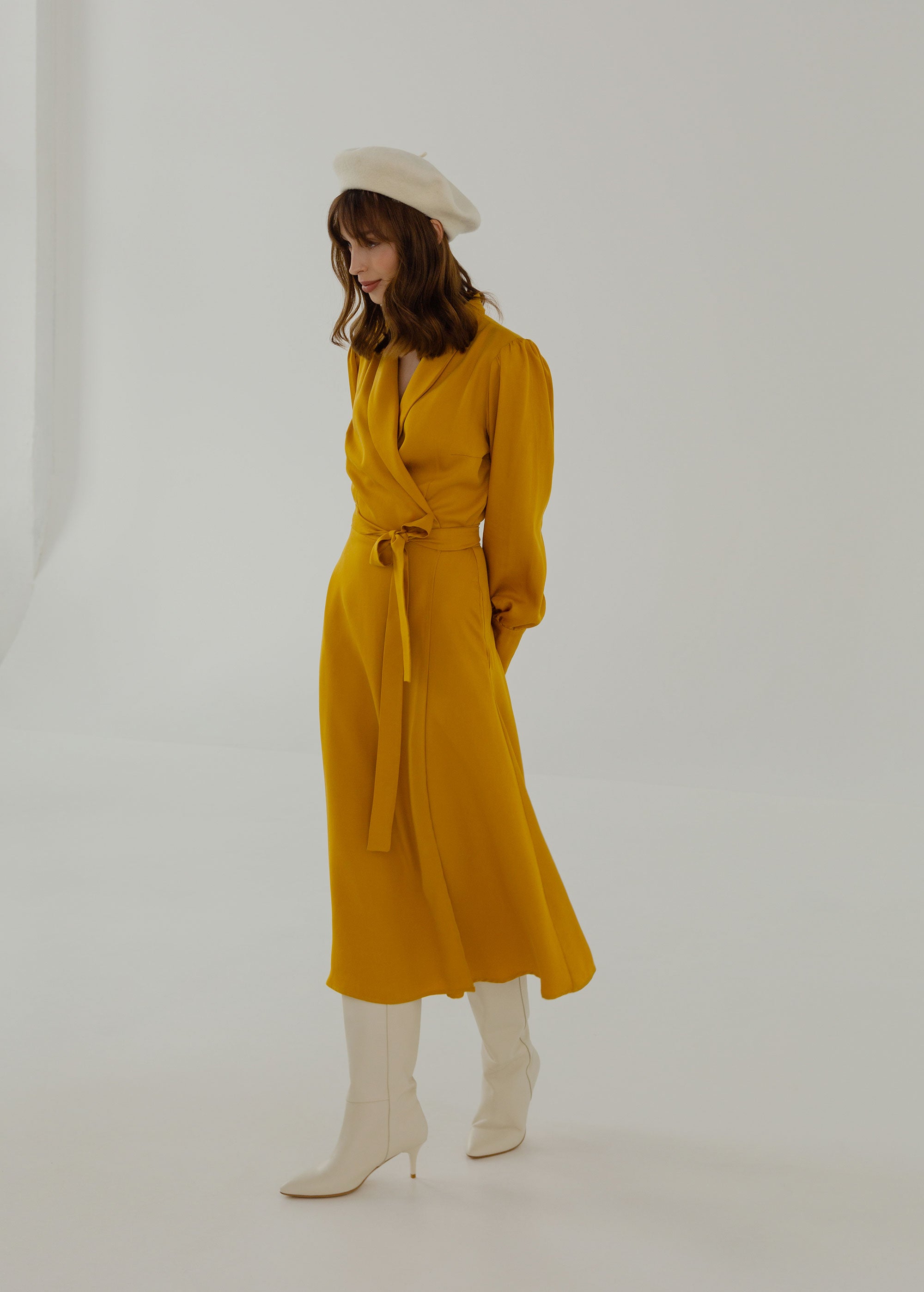 Robe Midi Jaune Moutarde "Julie"